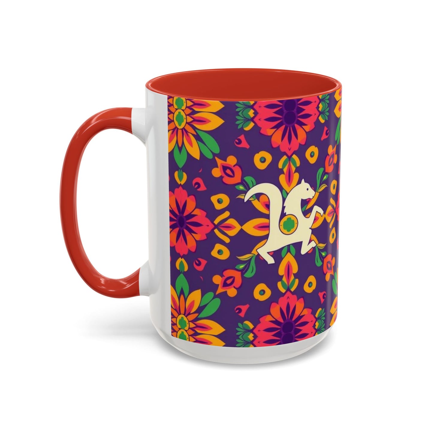Accent Coffee Mug, Aquarius, Zodiac v2, Flower Pattern, (11, 15oz)