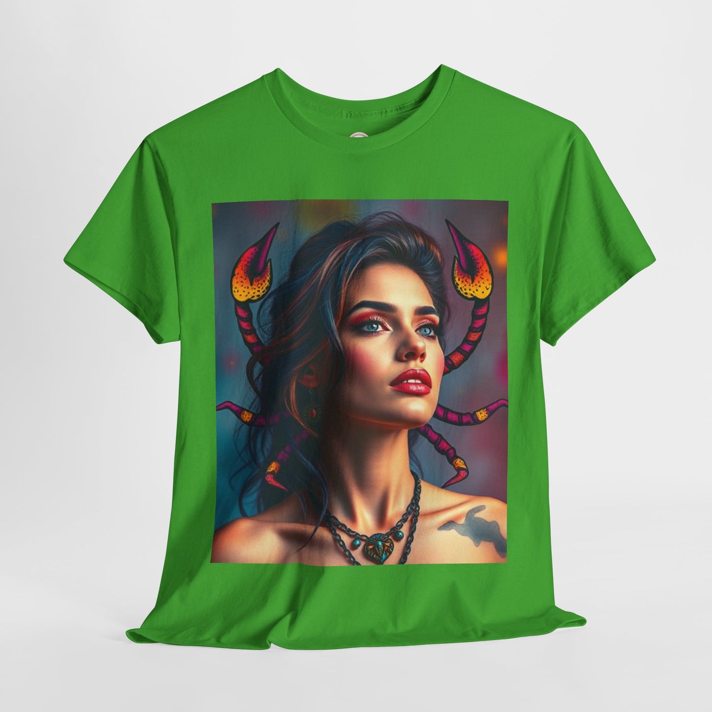 Unisex Heavy Cotton T-Shirt, Scorpio, Zodiac v2, Sexy Art