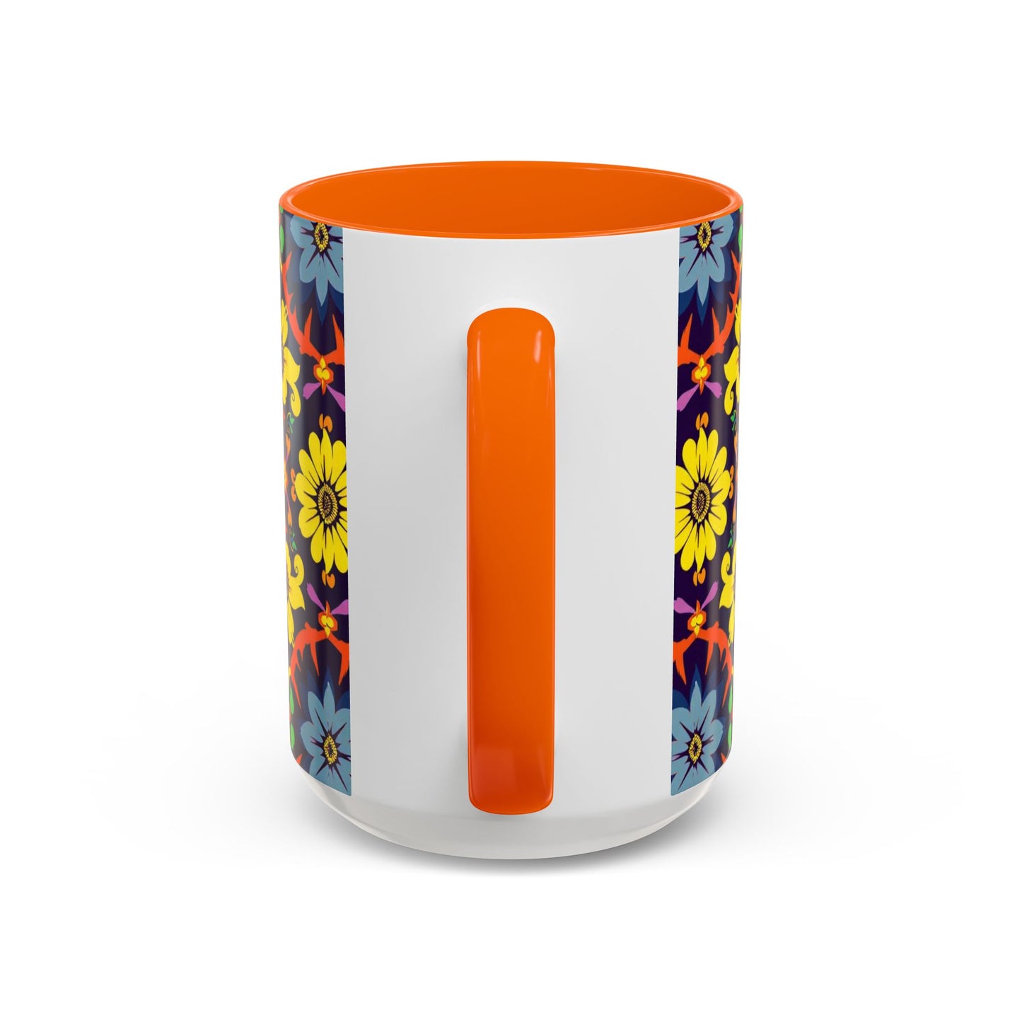 Accent Coffee Mug, Aquarius, Zodiac v1, Flower Pattern, (11, 15oz)