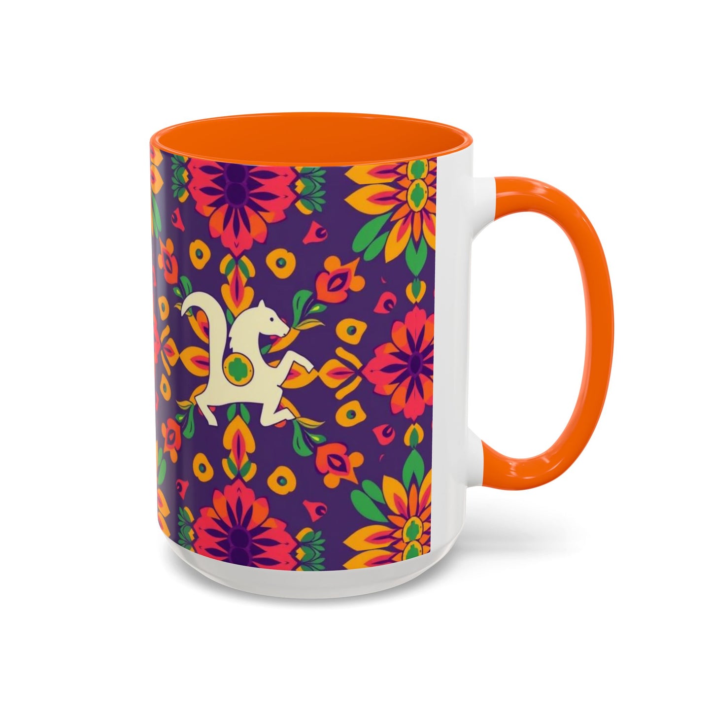 Accent Coffee Mug, Aquarius, Zodiac v2, Flower Pattern, (11, 15oz)