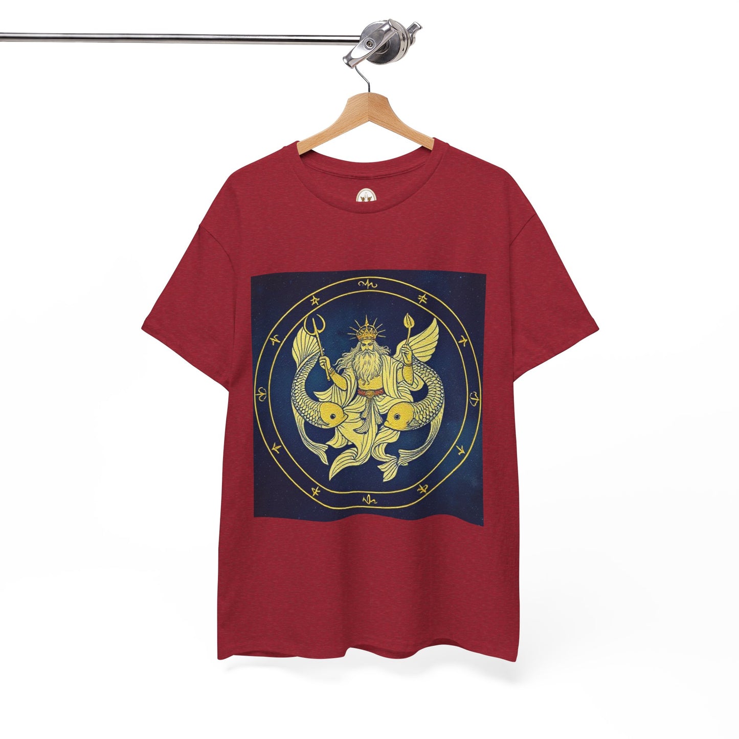 Unisex Heavy Cotton T-Shirt, King of Pisces, Zodiac Design