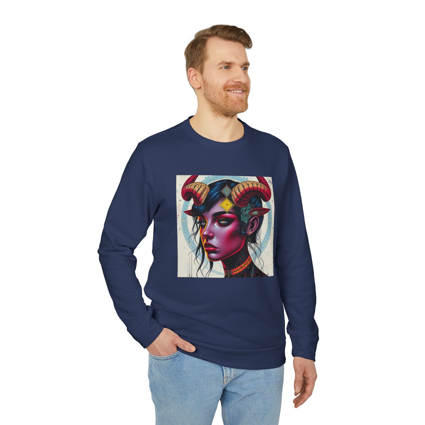 Adidas, Unisex Fleece Crewneck Sweatshirt, Taurus, Pop Art, Zodiac
