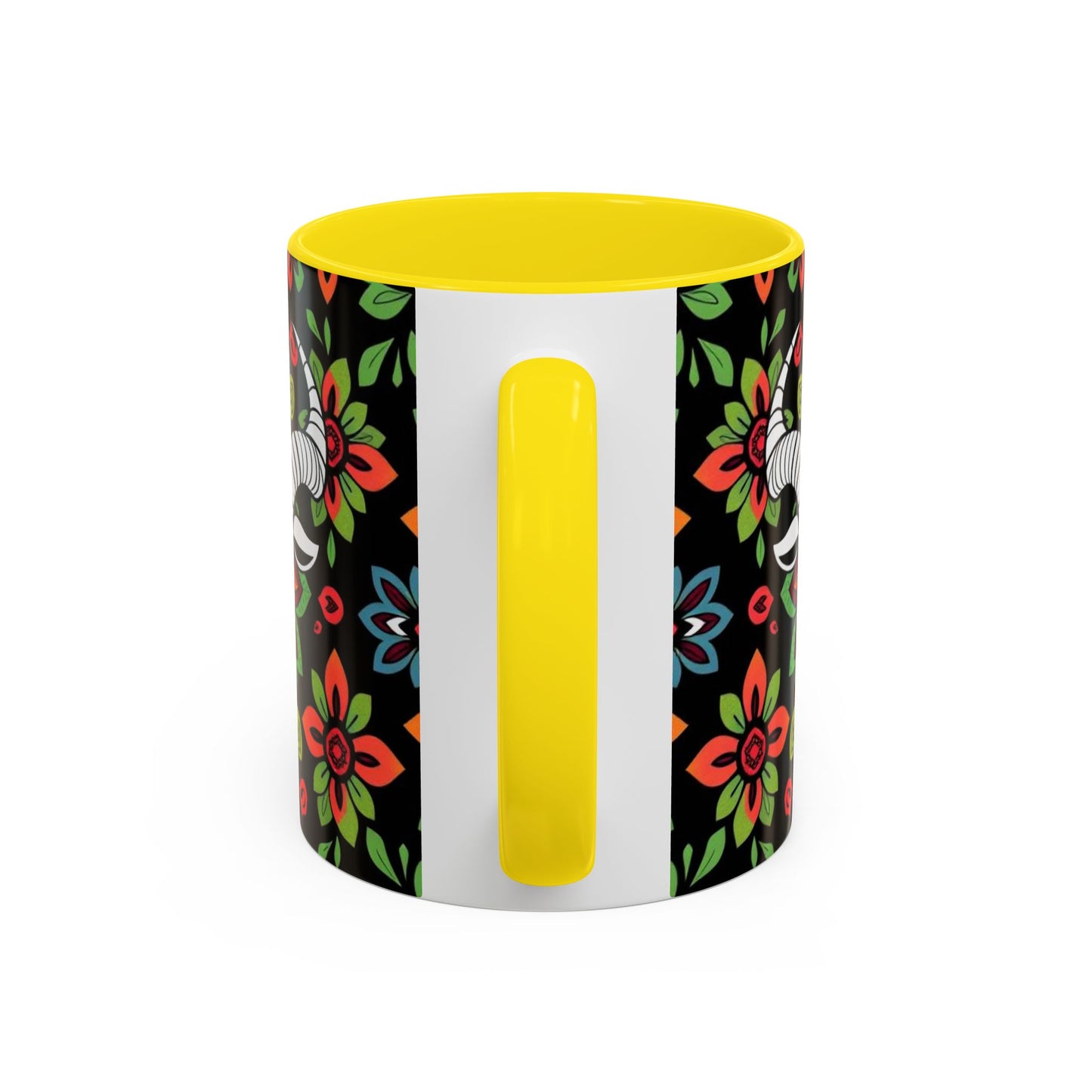 Accent Coffee Mug, Taurus, Zodiac v2. Flower Pattern, (11, 15oz)