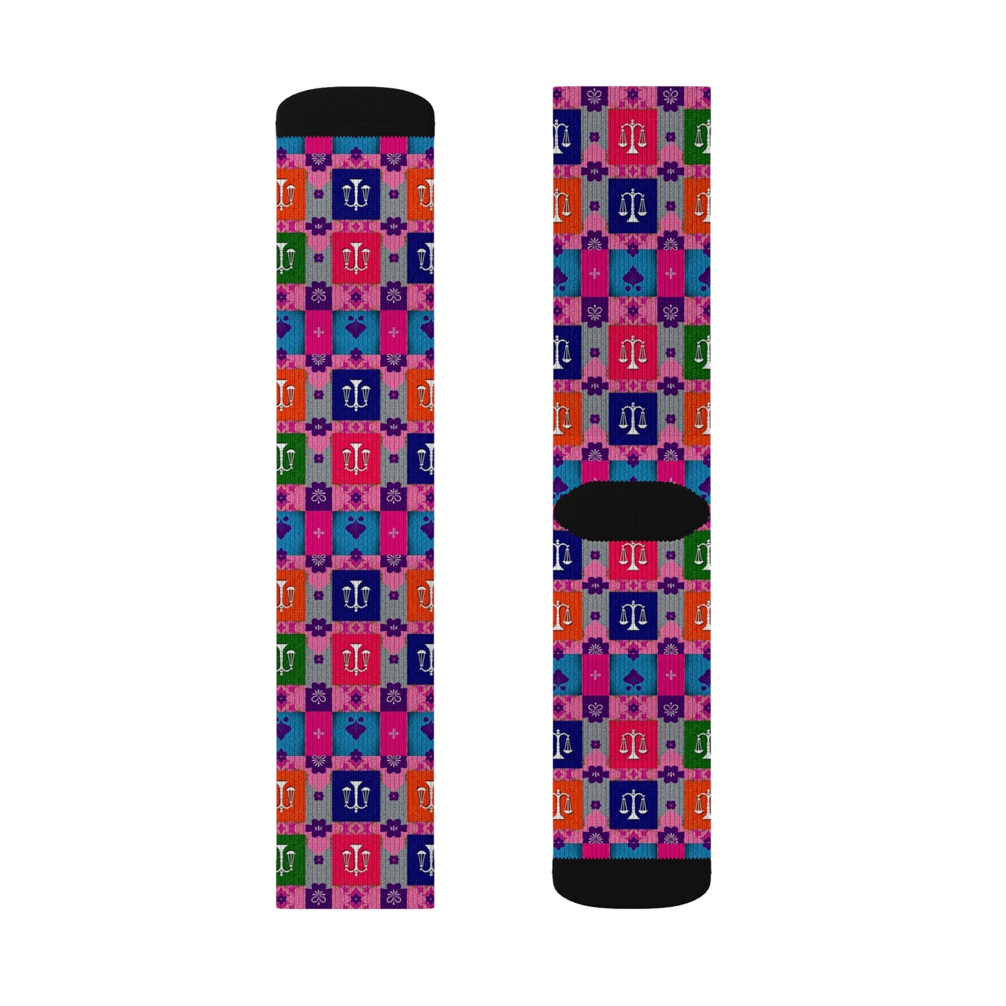 Sublimation Socks, Libra, Zodiac v2, Shapes Pattern