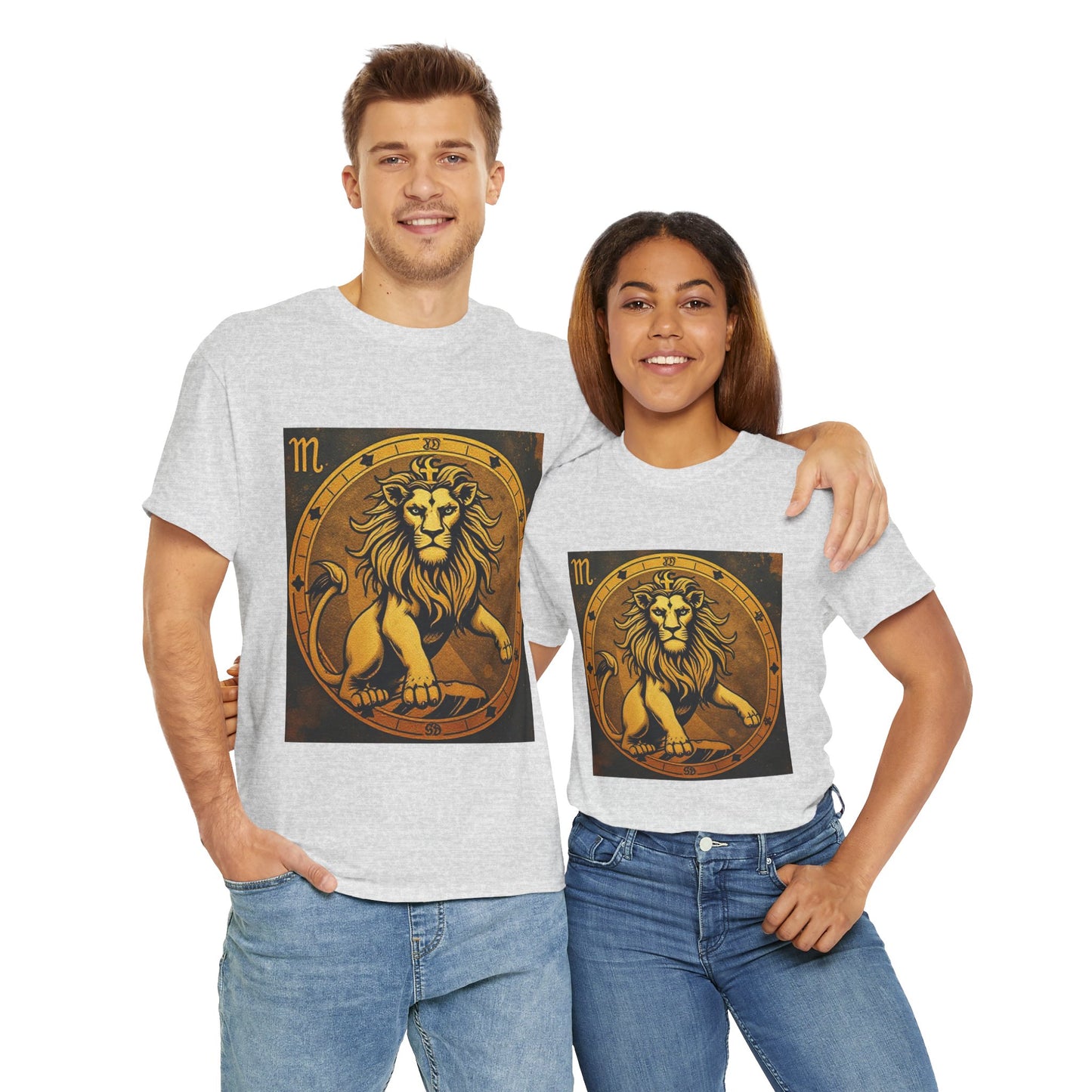 Unisex Heavy Cotton T-Shirt, Gold Lion, Leo Zodiac Design