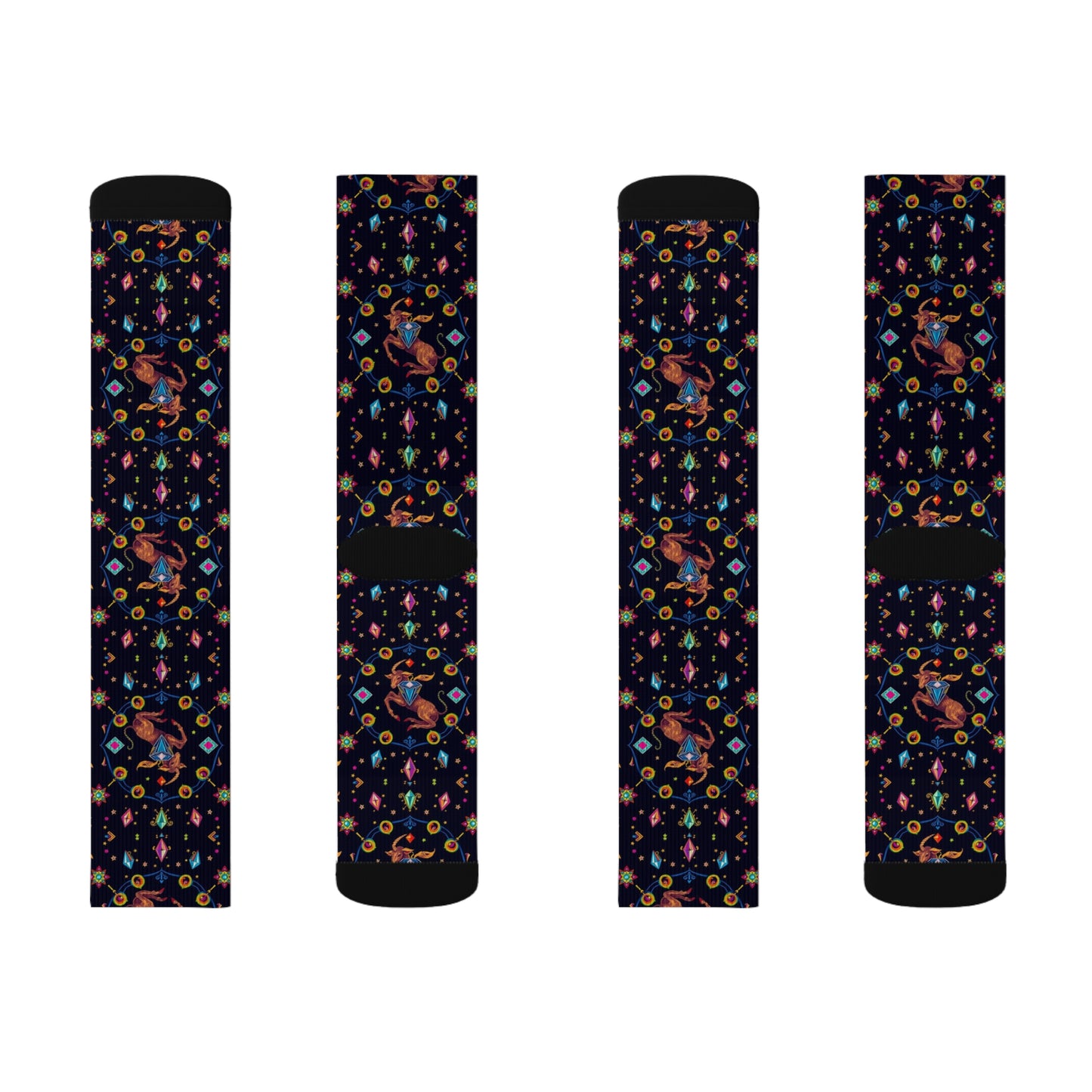 Sublimation Socks, Capricorn, Zodiac v2, Jewel Pattern