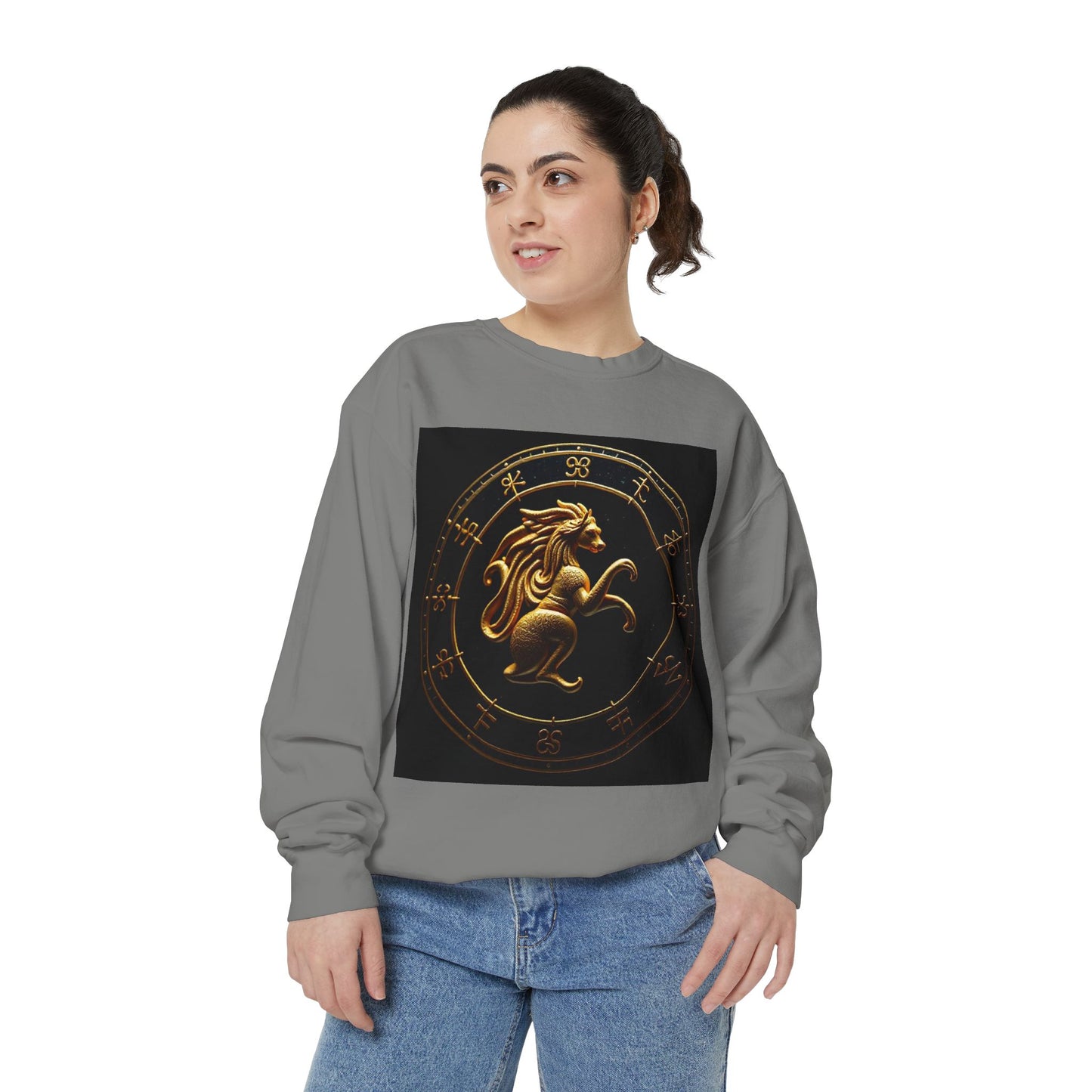 Garment-Dyed Sweatshirt, Unisex, Space Animal Design v1, Virgo