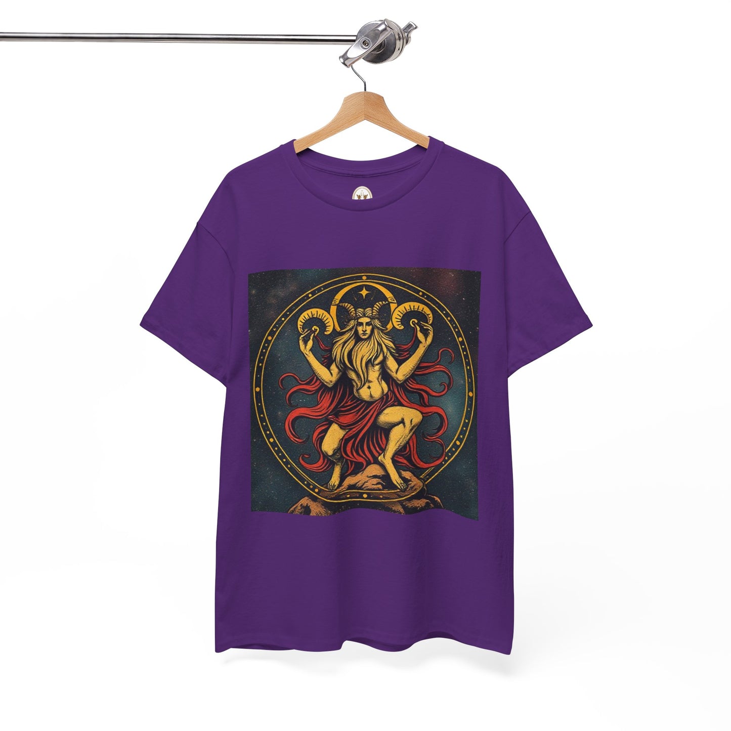 Unisex Heavy Cotton T-Shirt, Aries God 3v, Zodiac Design