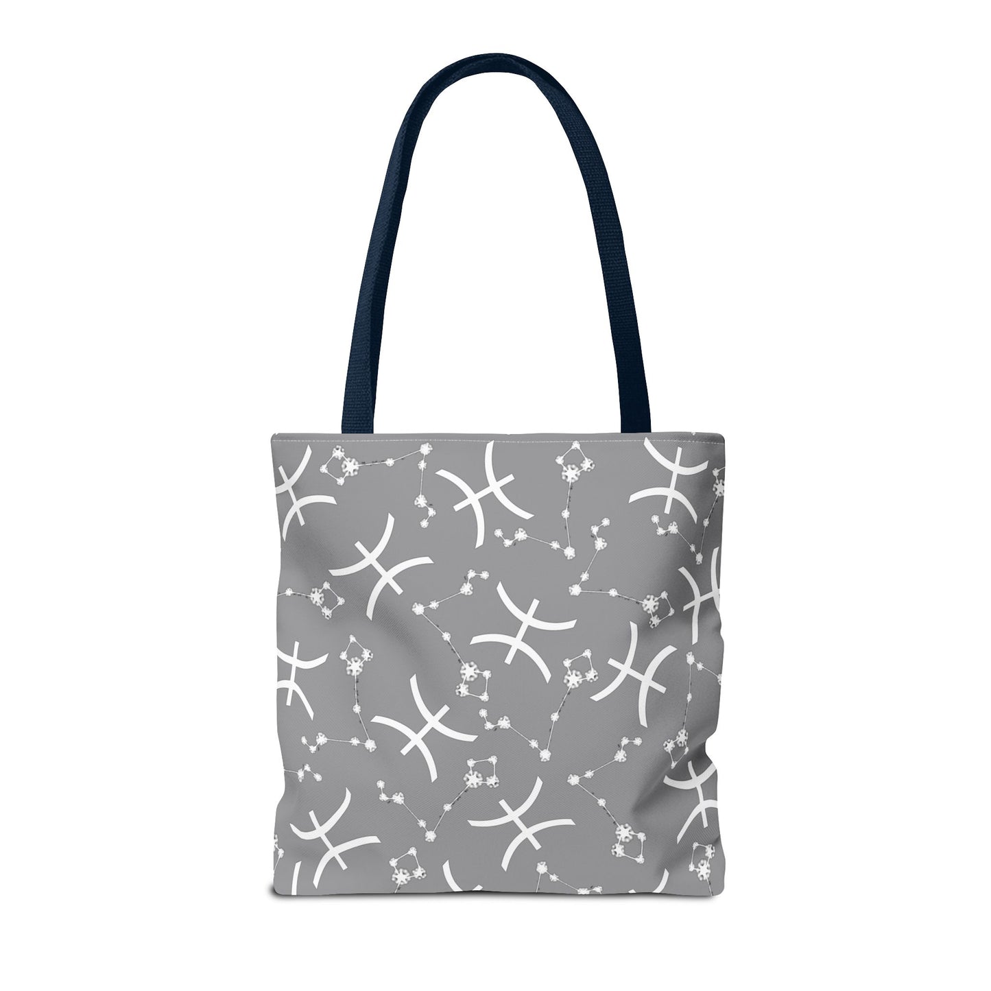 Tote Bag, Pisces Zodiac Sign, AOP, (Grey, White)