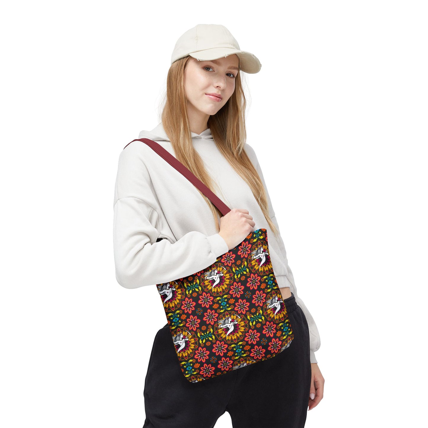 Tote Bag (AOP), Sagittarius, Zodiac v1, Flower Pattern