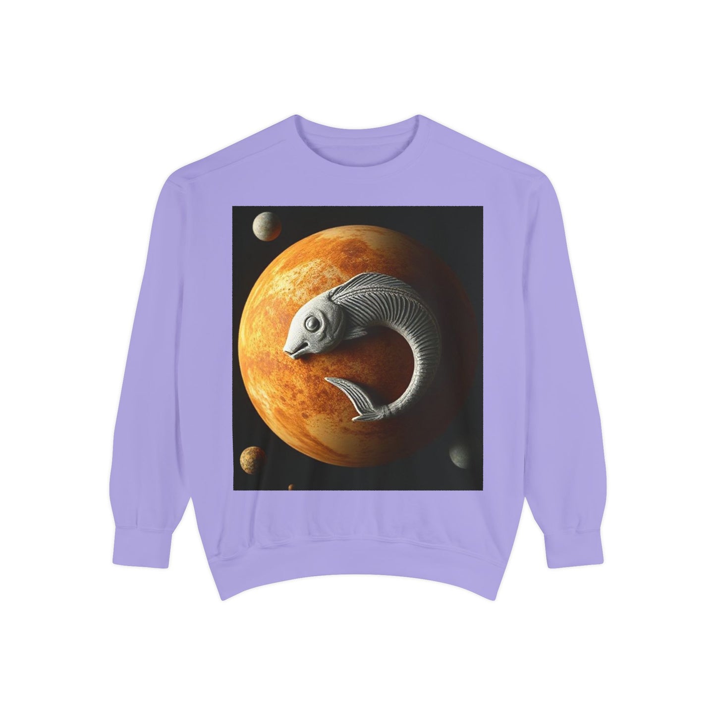 Garment-Dyed Sweatshirt, Unisex, Space Animal Design, Pisces