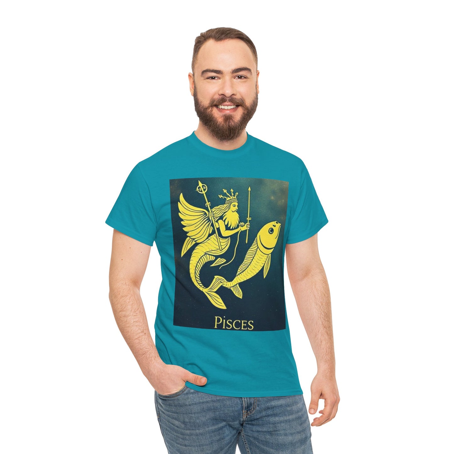 Unisex Heavy Cotton T-Shirt, Pisces Quuen v1, Zodiac Design