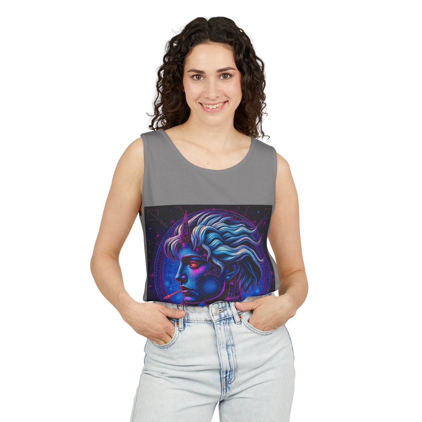 Unisex Garment-Dyed, Tank Top, Gemini, Pop Art v1, 100% US cotton