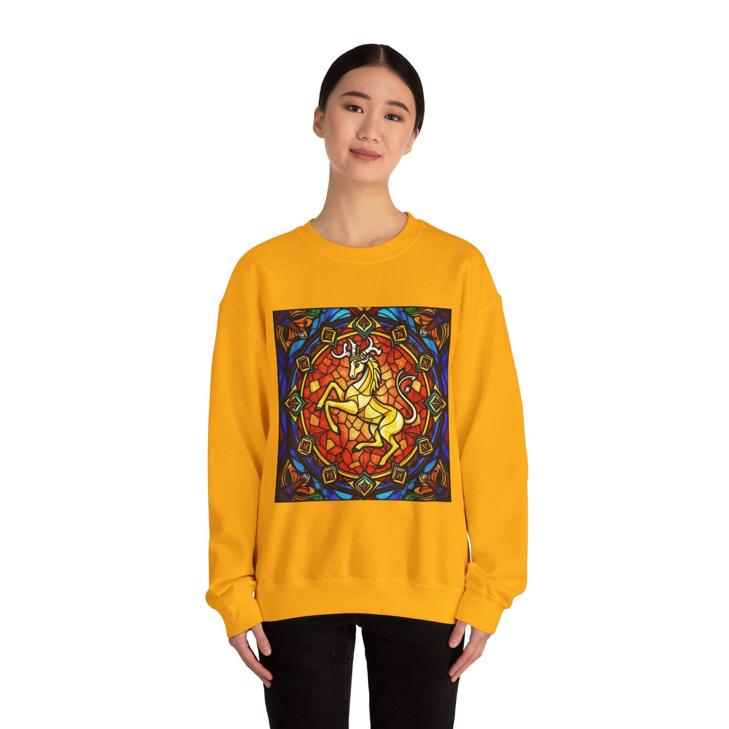 Unisex Heavy Blend™ Crewneck Sweatshirt, Glass 1, Capricorn Zodiac Design