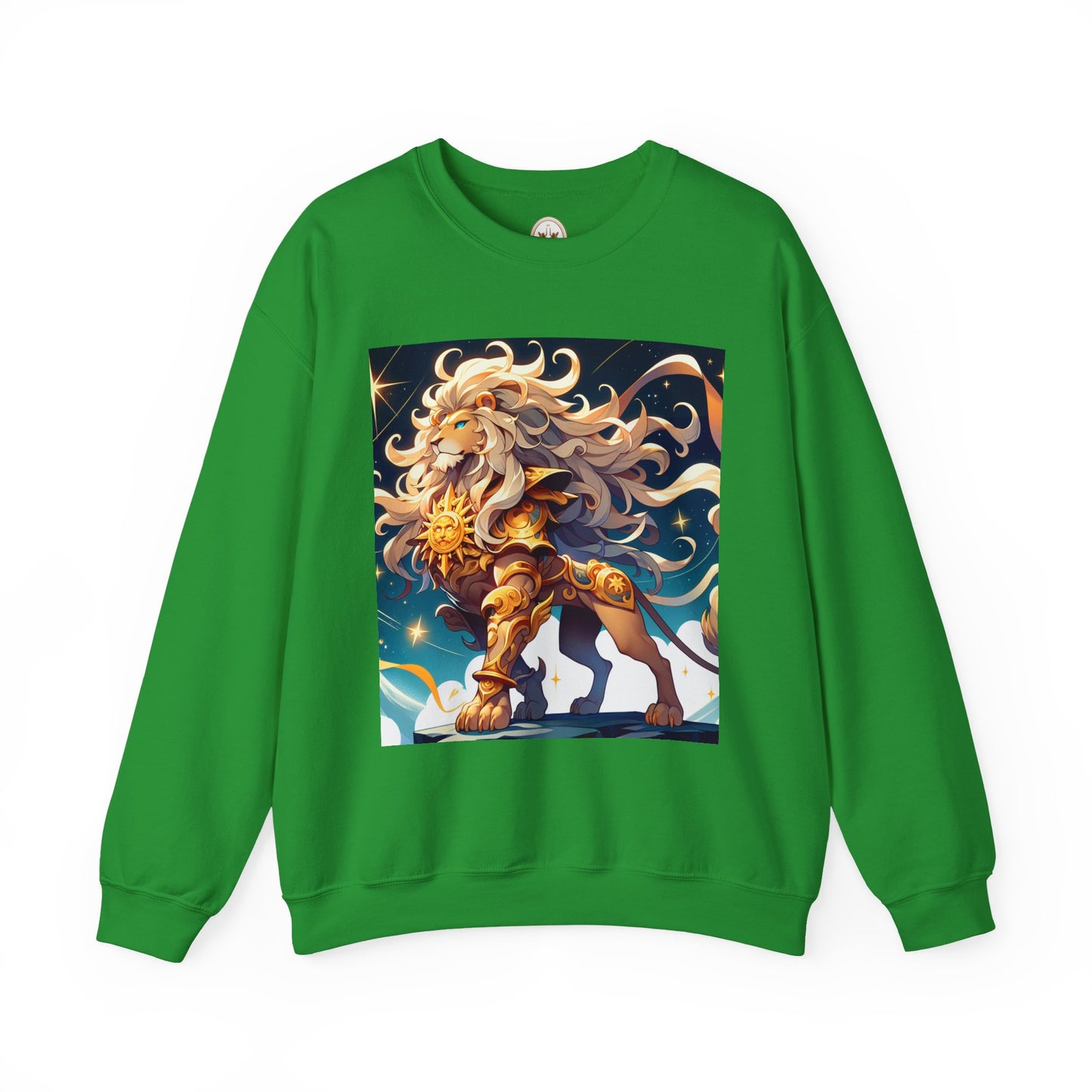 Unisex Heavy Blend™ Crewneck Sweatshirt,Cool Lion with White Hair, Leo Zodiac Design