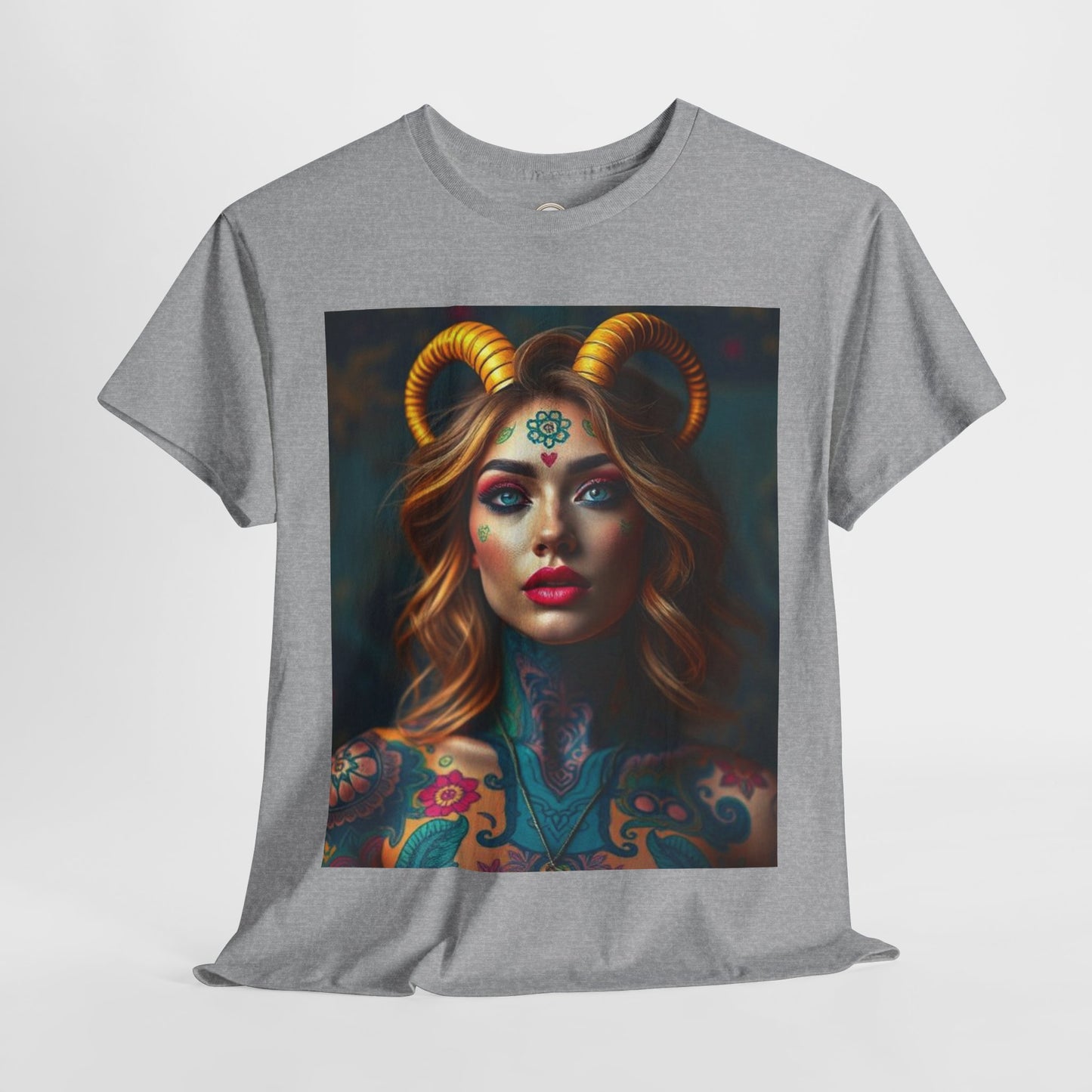 Unisex Heavy Cotton T-Shirt, Capricorn, Zodiac v1, Sexy Art