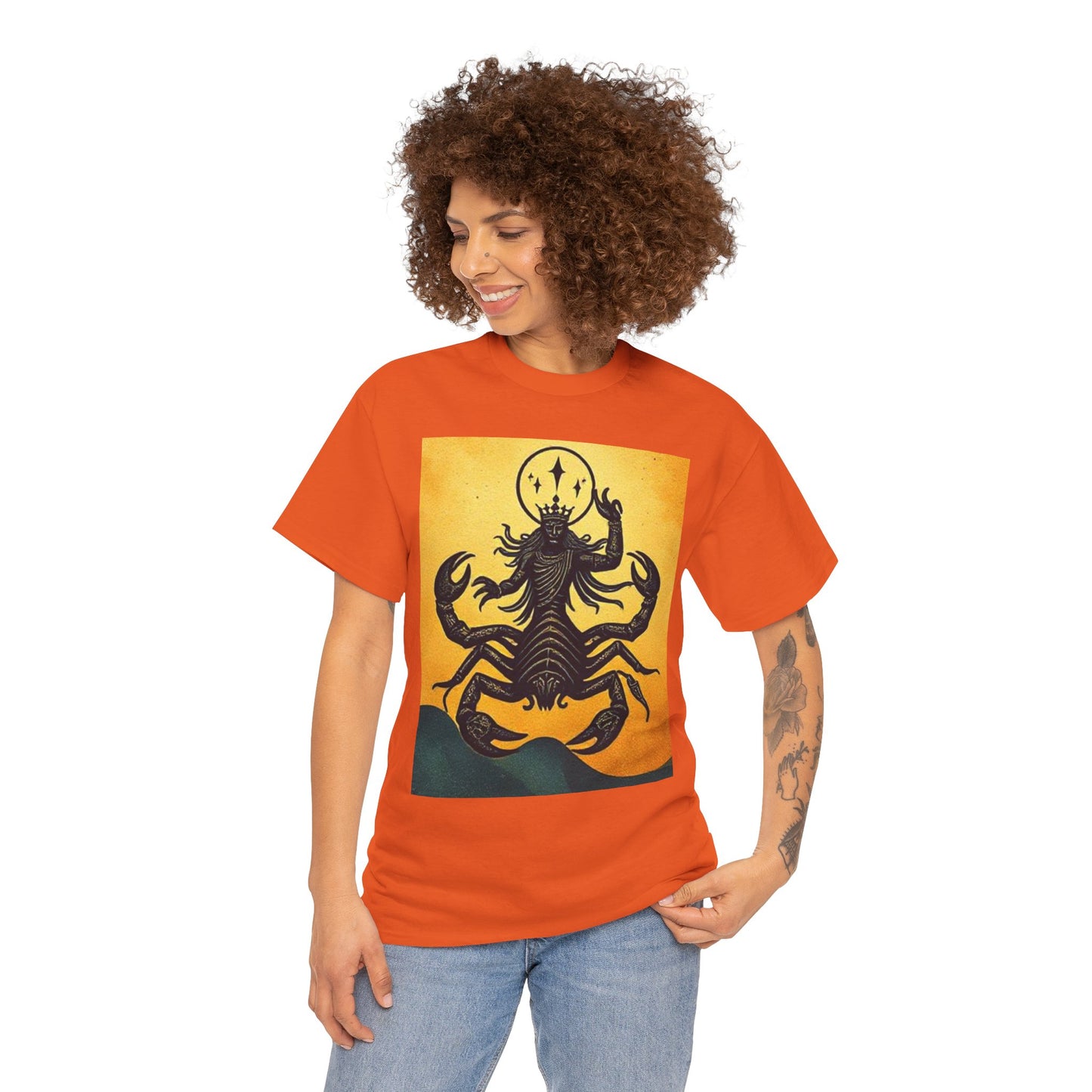 Unisex Heavy Cotton T-Shirt, Scorpion King, Print Art v1, Scorpio Zodiac Design
