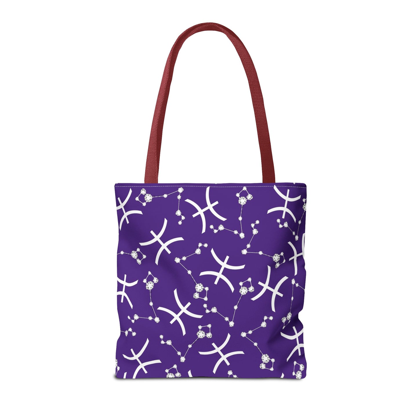 Tote Bag, Pisces Zodiac Sign, AOP, (Purple, White)