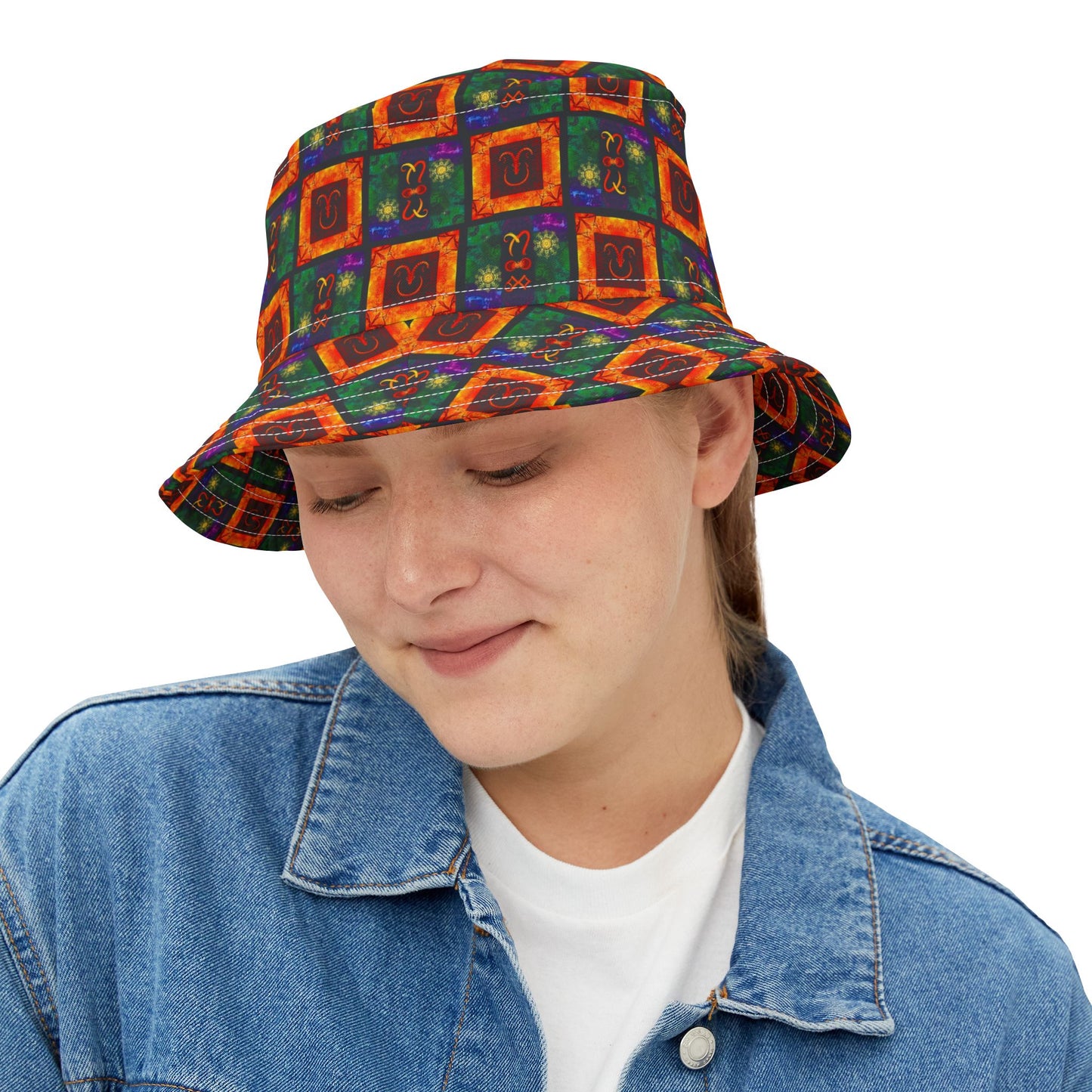 Bucket Hat, (AOP), Capricorn, Zodiac, Shape Pattern