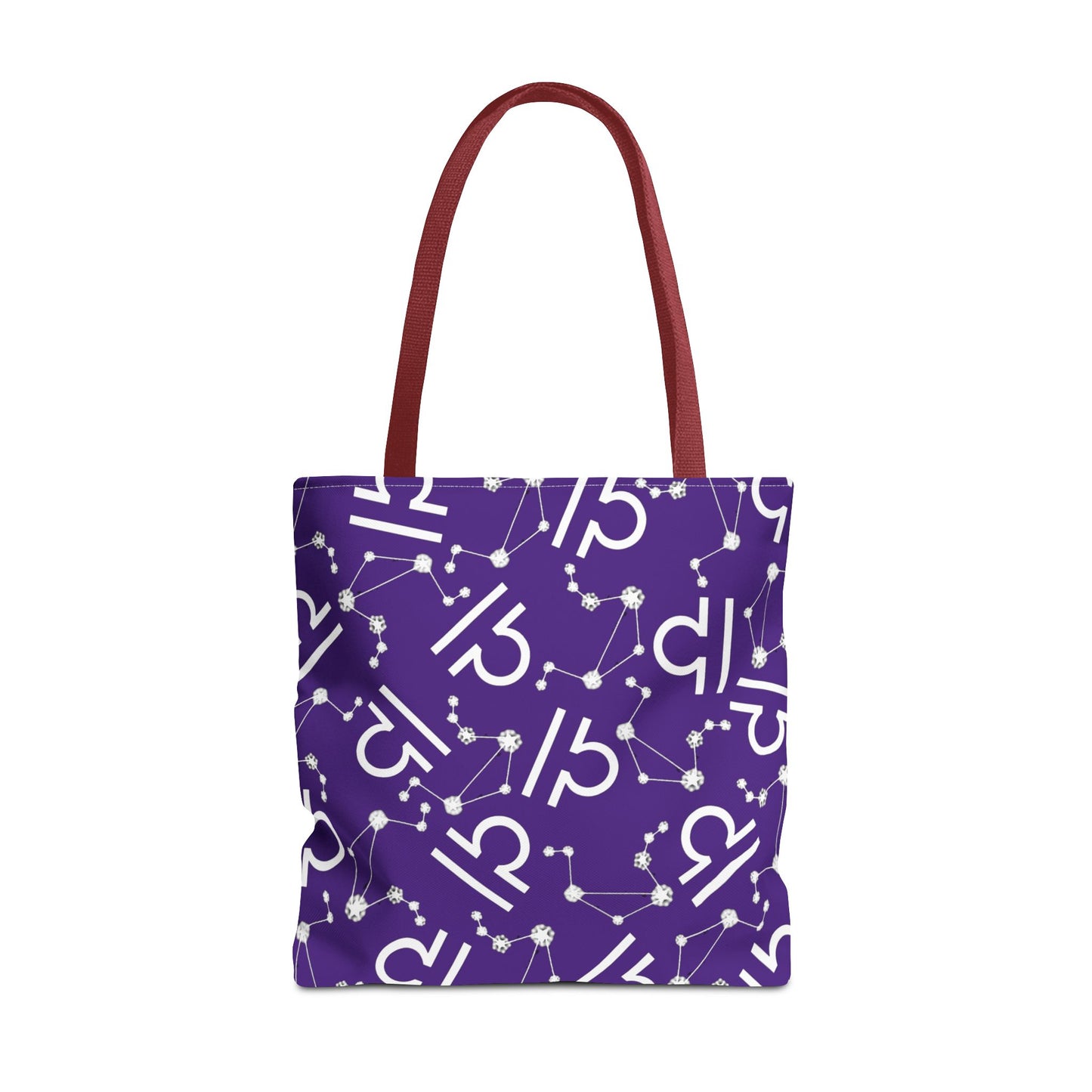 Tote Bag, Libra Zodiac Sign, AOP, (Purple, White)