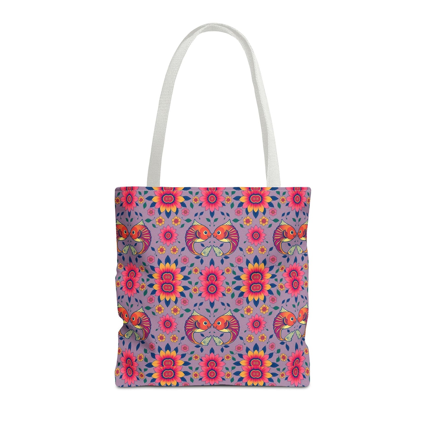 Tote Bag (AOP), Pisces, Zodiac v2, Flower Pattern