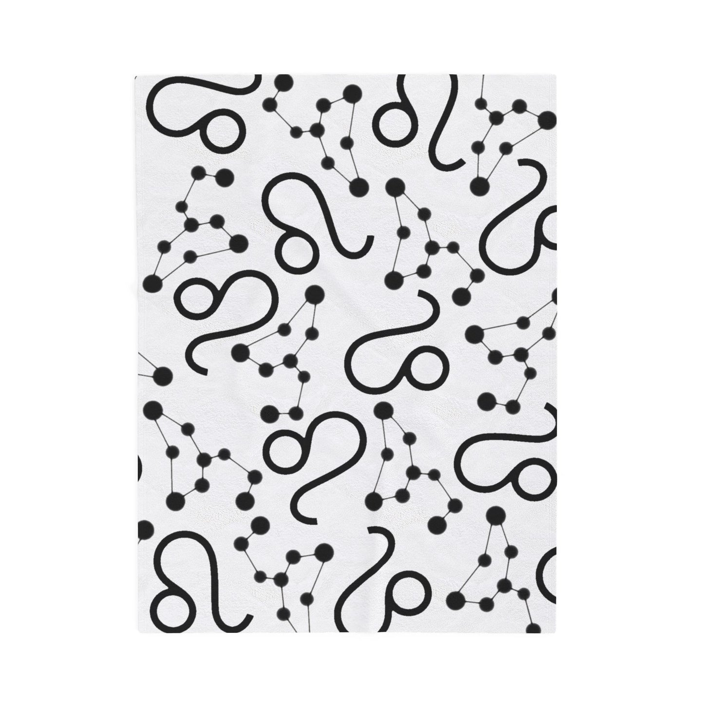 Velveteen Plush Blanket, Leo Zodiac Sign, Constellation & Symbol, White, 100% polyester