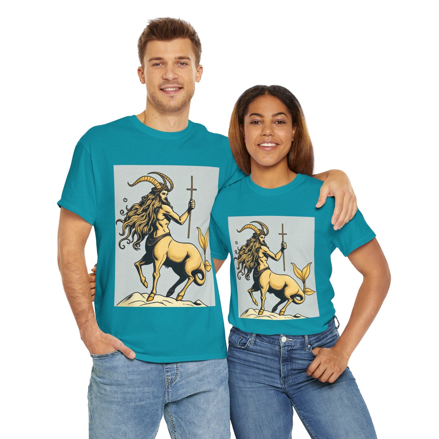 Unisex Heavy Cotton T-Shirt, Capricorn God v2, Zodiac Design