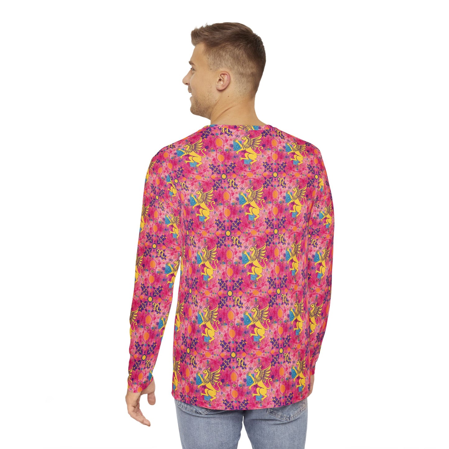 Men's Long Sleeve Shirt, (AOP), Virgo, Zodiac v1, Pattern