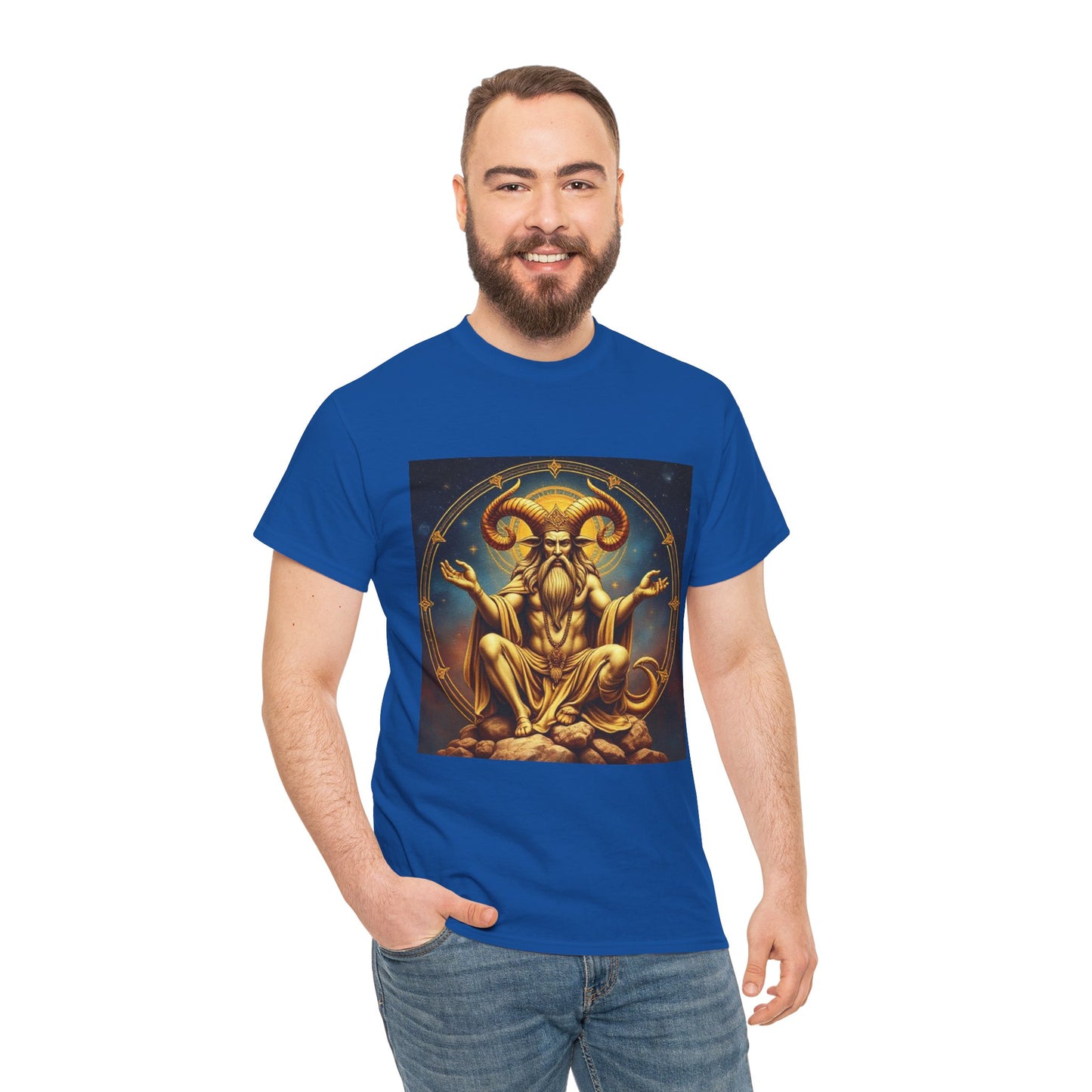 Unisex Heavy Cotton T-Shirt, On The Throne, Taurus Zodiac Design