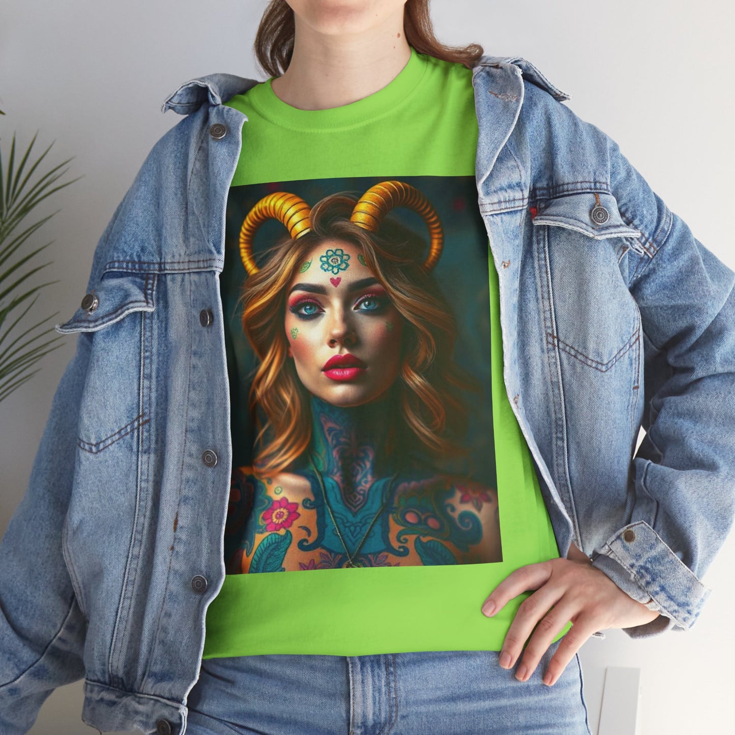 Unisex Heavy Cotton T-Shirt, Capricorn, Zodiac v1, Sexy Art