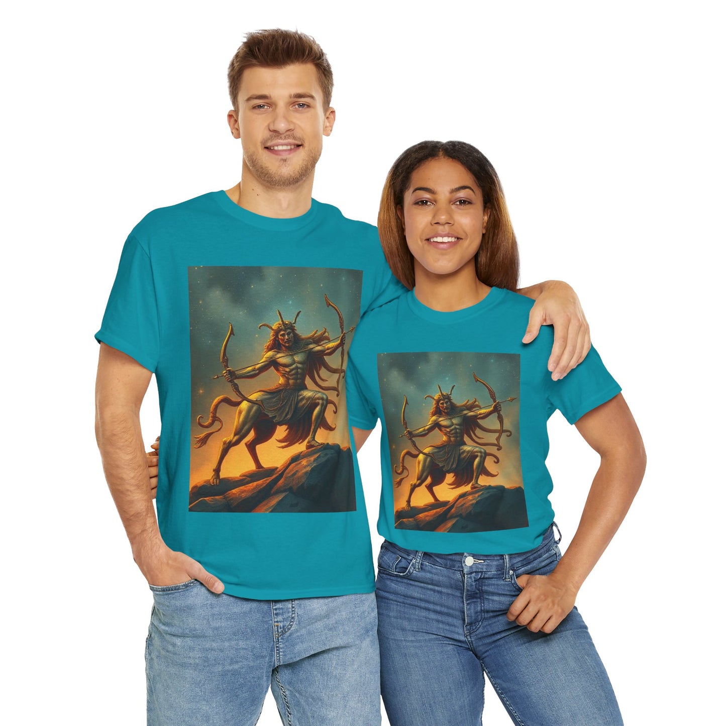 Unisex Heavy Cotton T-Shirt, Arrow Centaur v1, Sagittarius Zodiac Design