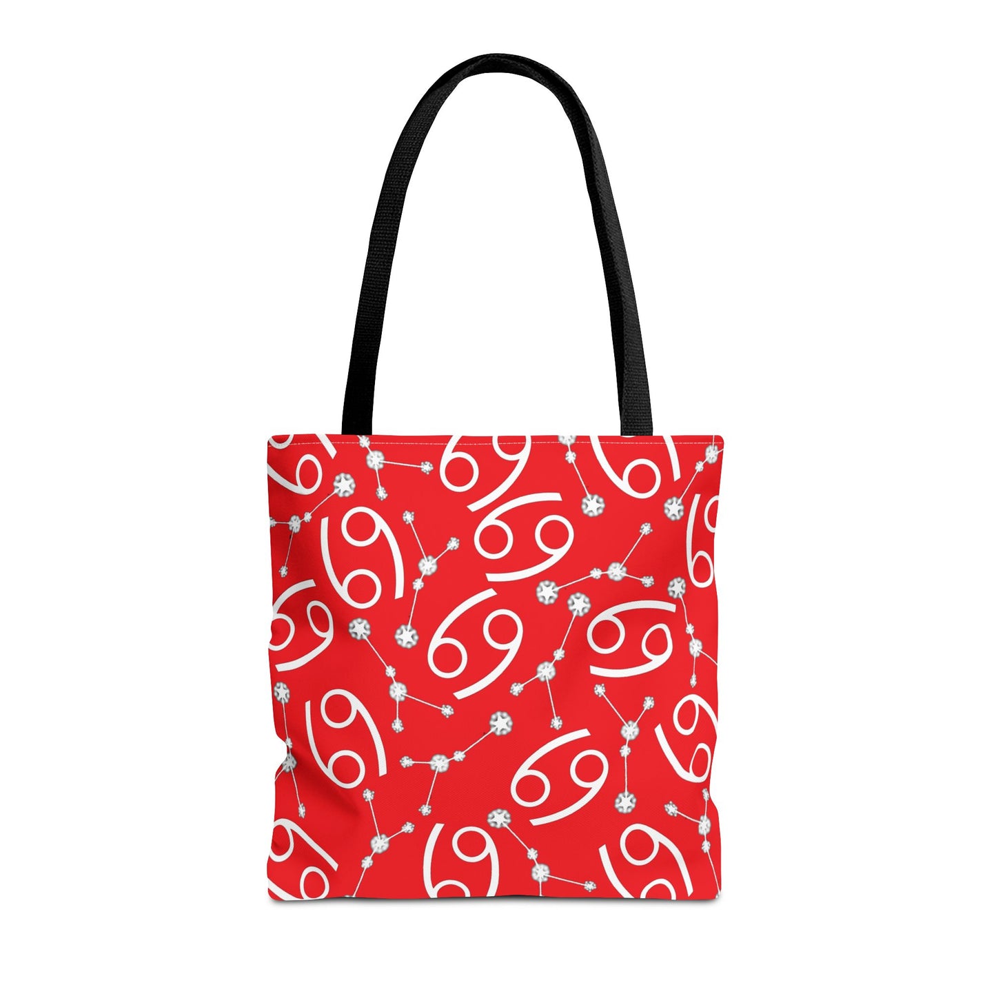 Tote Bag, Cancer Zodiac Sign, AOP, (Red, White)