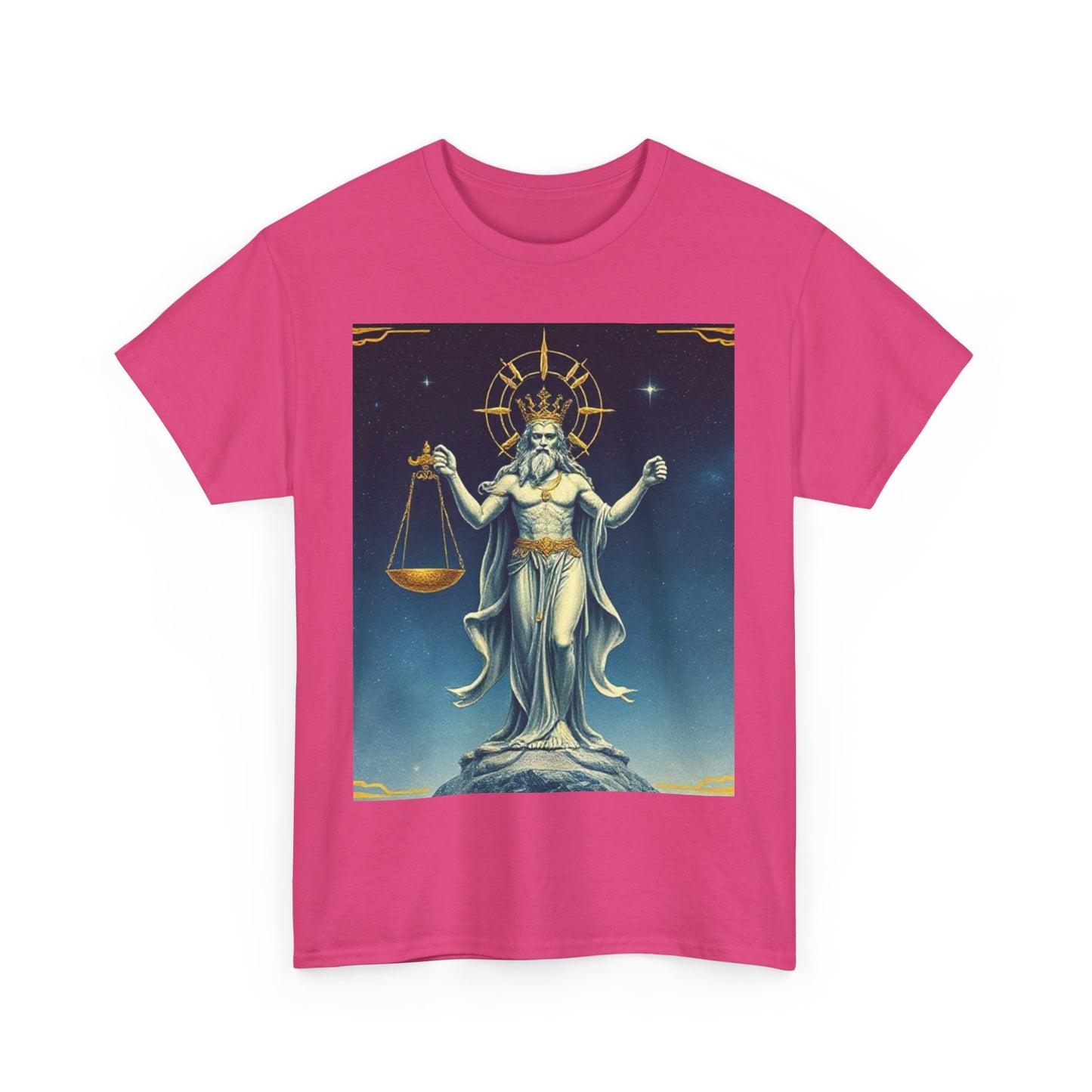 Unisex Heavy Cotton T-Shirt Space v2, Libra God, Zodiac Design