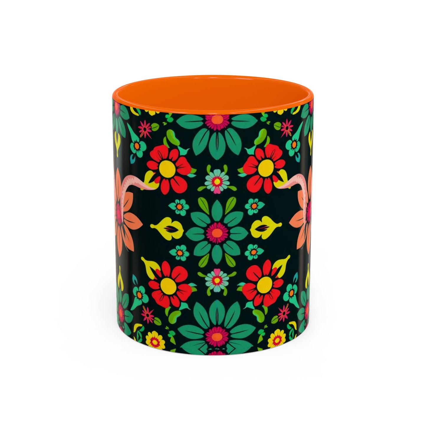 Accent Coffee Mug, Aquarius, Zodiac v4, Flower Pattern, (11, 15oz)
