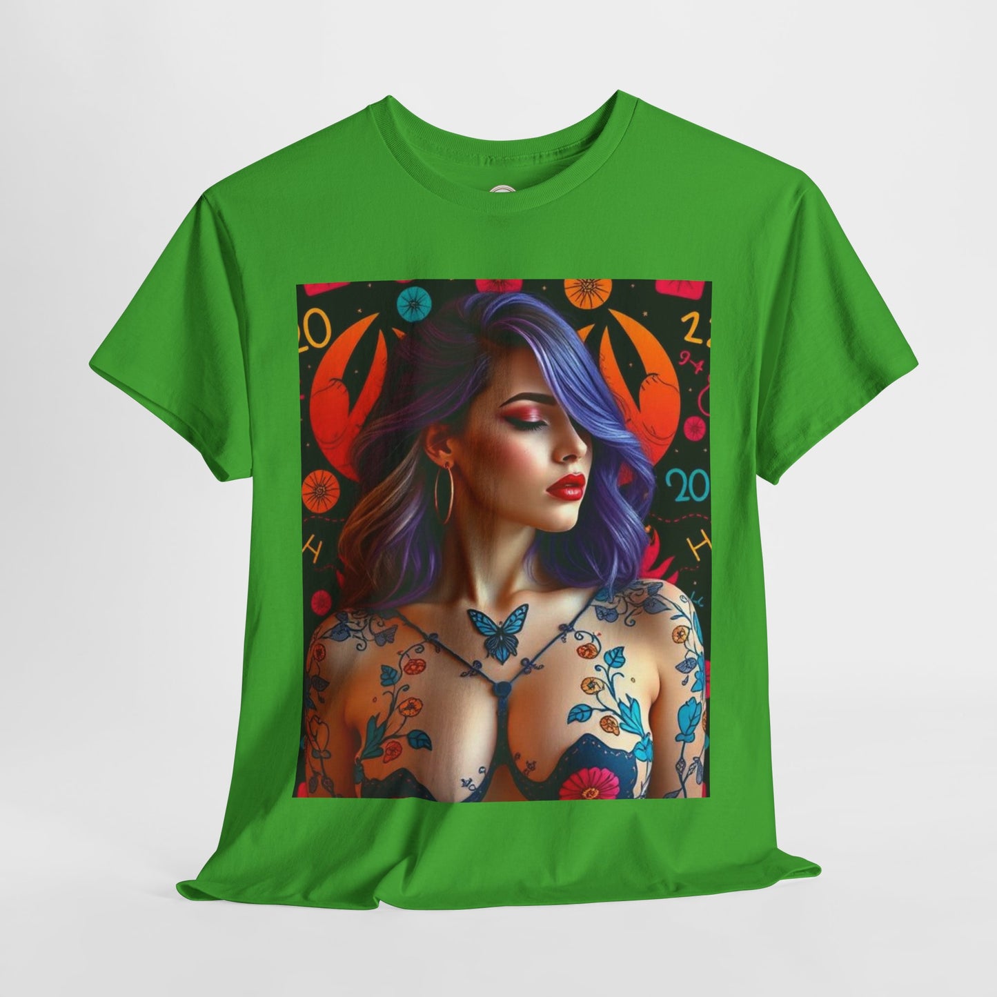 Unisex Heavy Cotton T-Shirt, Cancer, Zodiac, Sexy Art