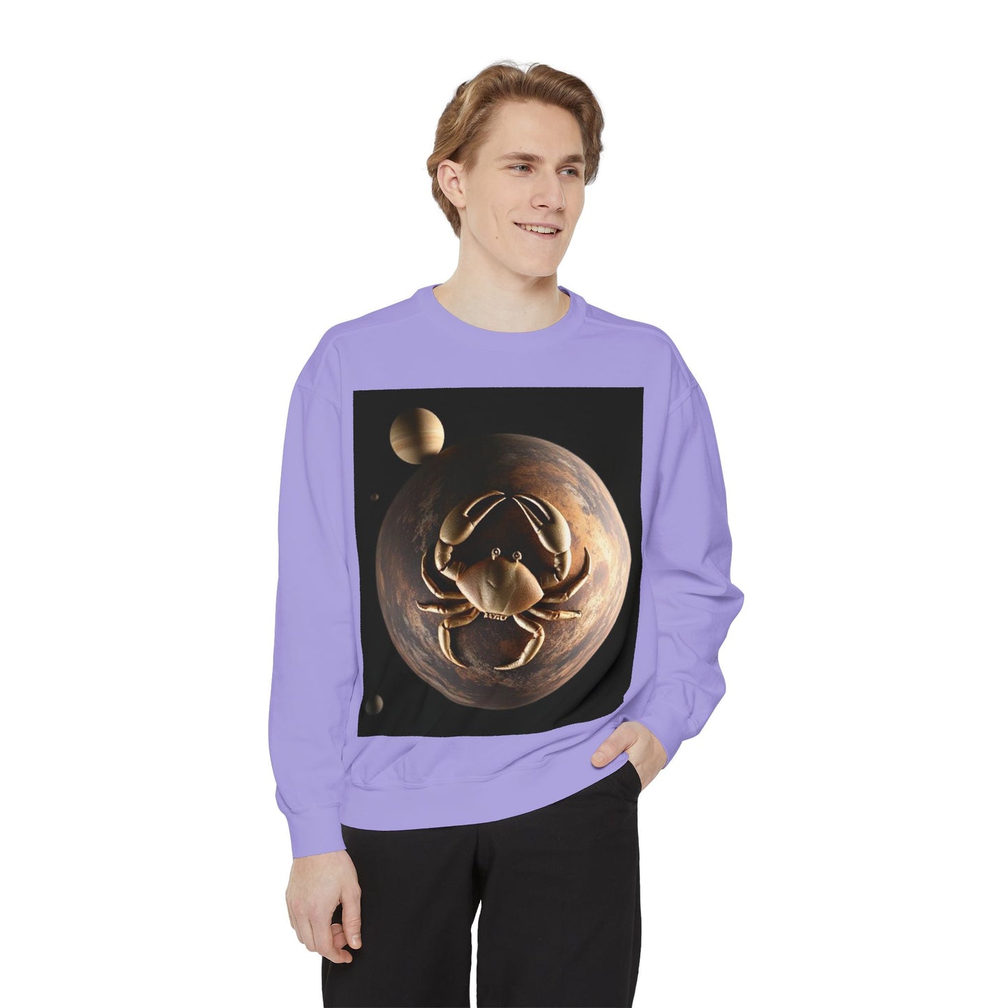 Garment-Dyed Sweatshirt, Unisex, Space Animal Design v1, Cancer