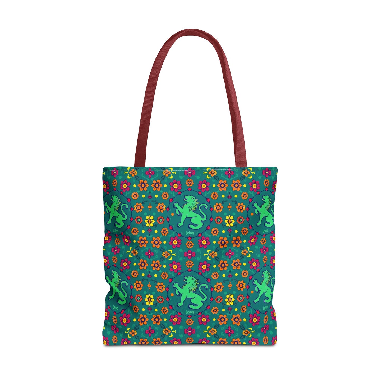 Tote Bag (AOP), Leo, Zodiac v1, Flower Pattern