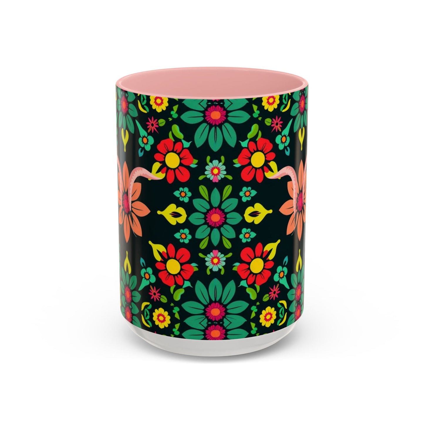 Accent Coffee Mug, Aquarius, Zodiac v4, Flower Pattern, (11, 15oz)
