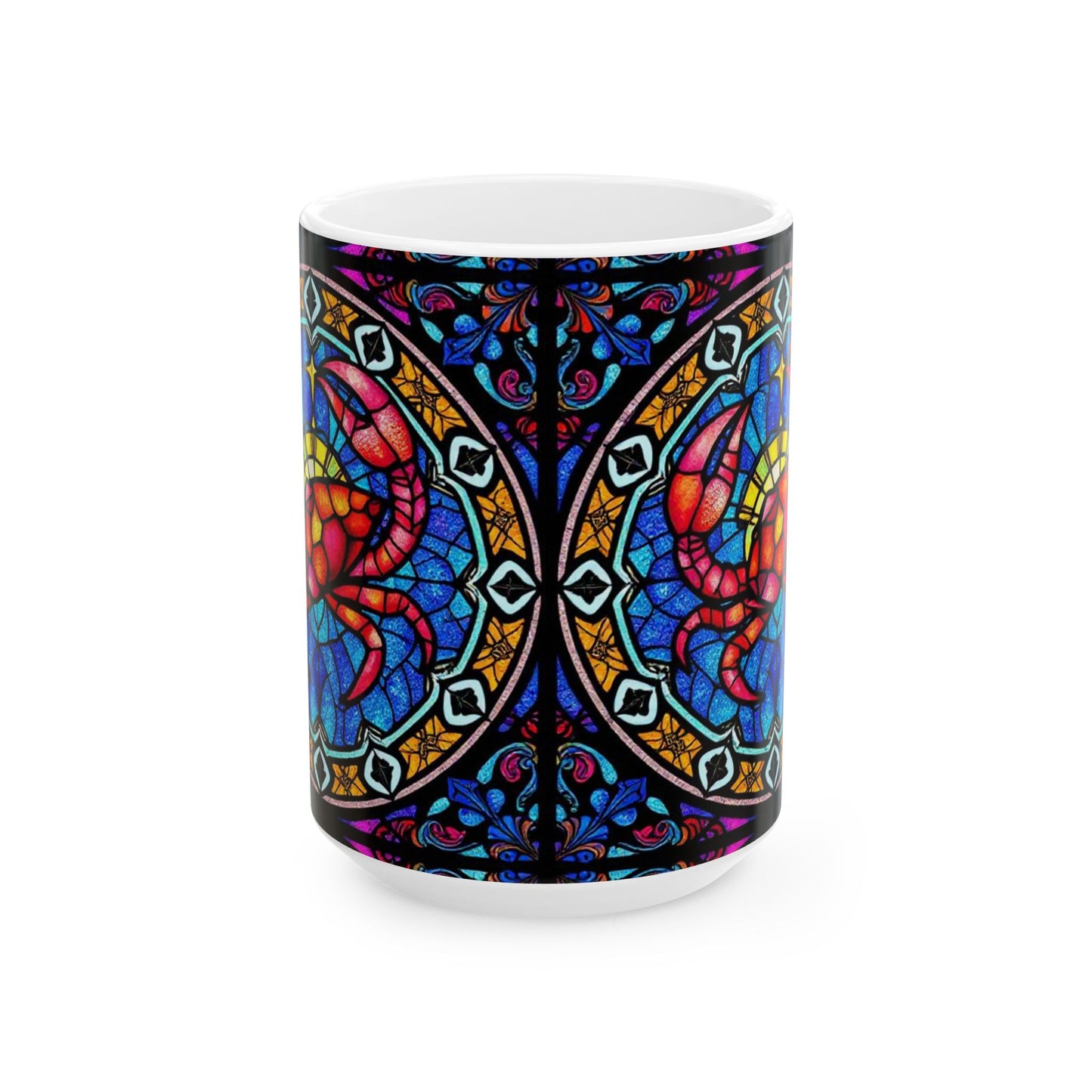 Ceramic Mug, (11oz, 15oz), Ceramic Coffee Mug, AOP, Glass Design, Cancer Zodiac