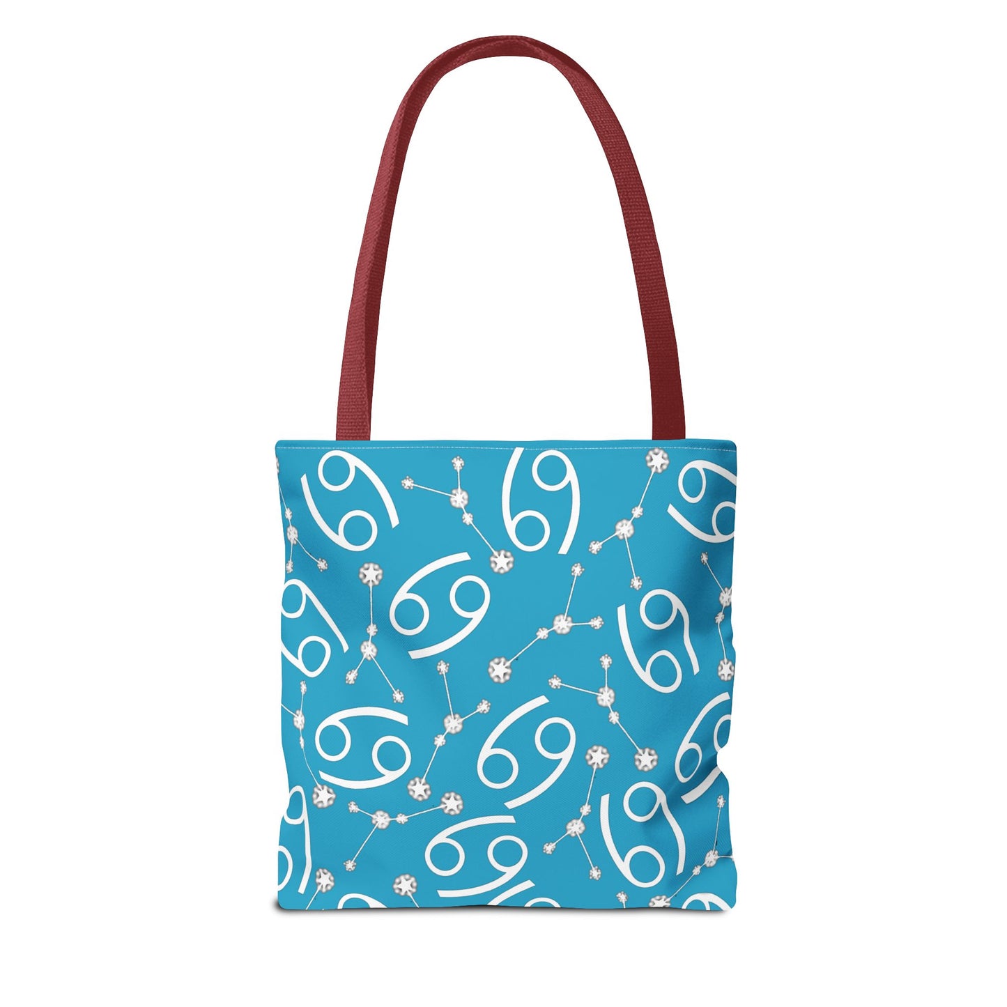 Tote Bag, Cancer Zodiac Sign, AOP, (Turquoise, White)