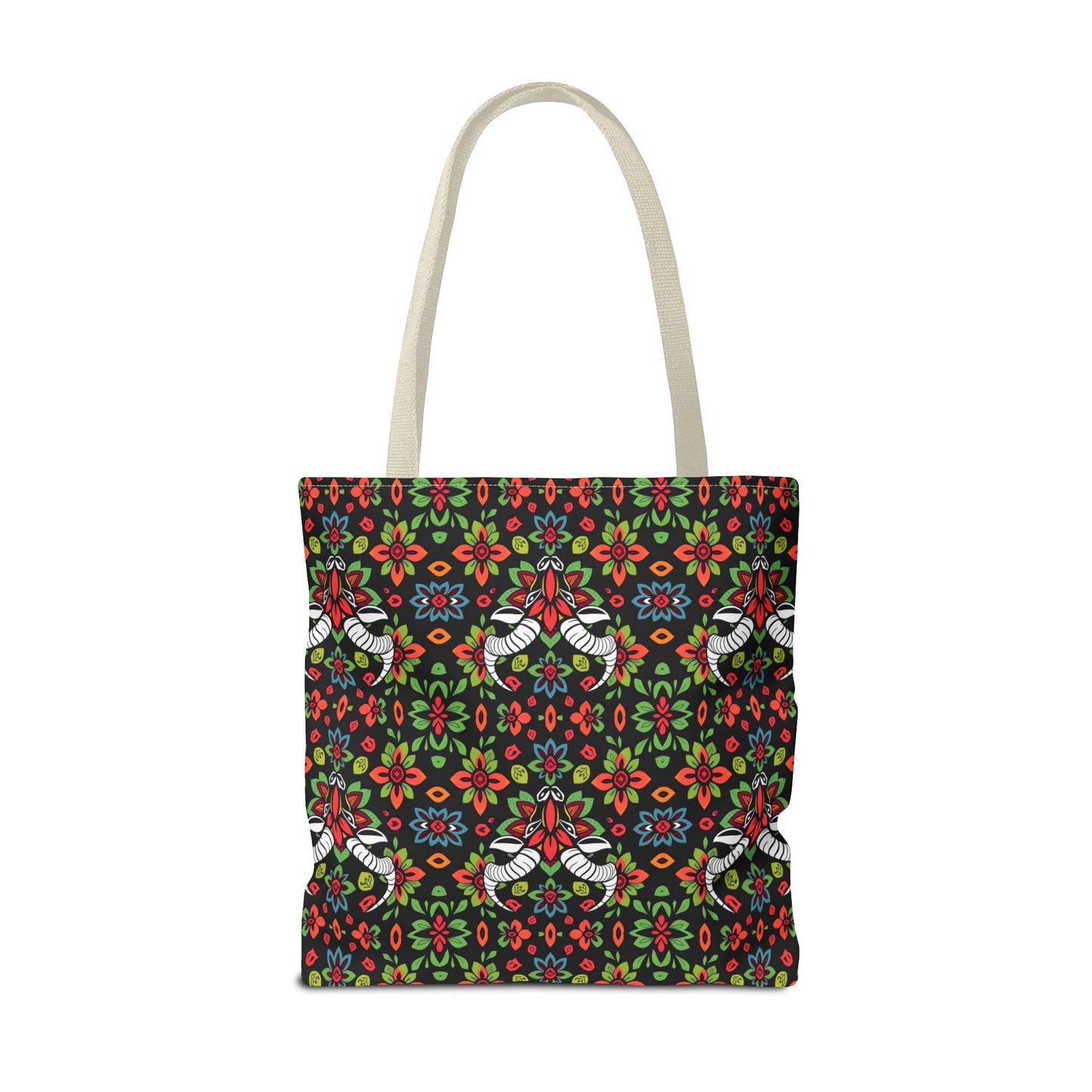 Tote Bag (AOP), Taurus, Zodiac v1, Flower Pattern