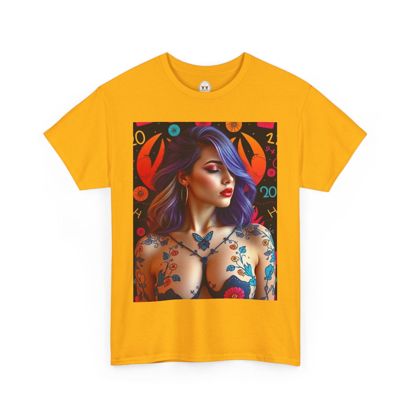 Unisex Heavy Cotton T-Shirt, Cancer, Zodiac, Sexy Art