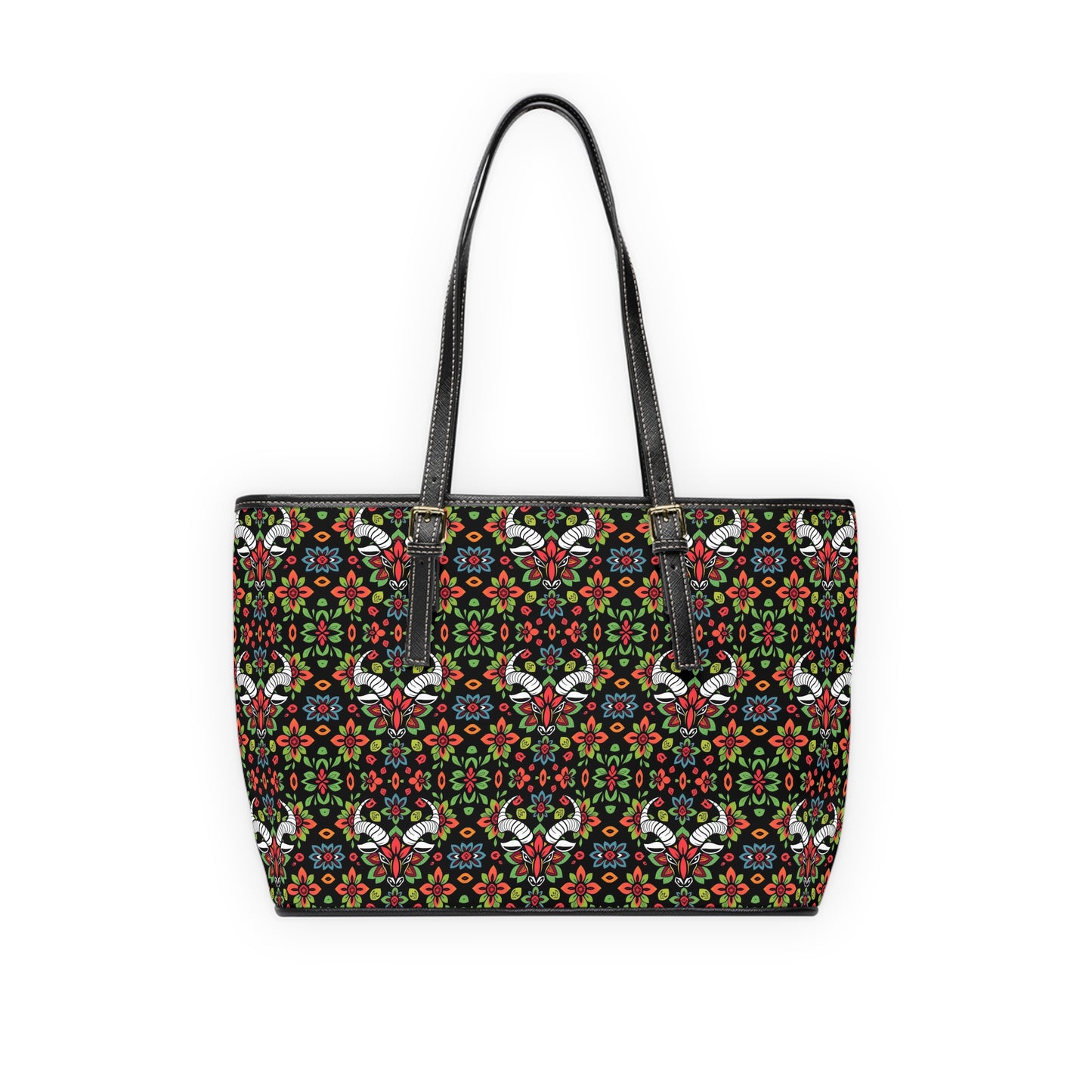 Leather Shoulder Bag, Taurus, Zodiac v1, Flower Pattern