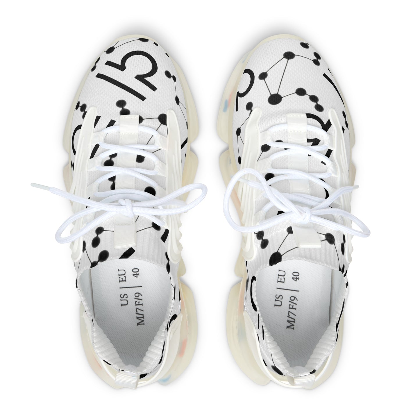 Women's Mesh Sneakers, Constellation & Symbol, Libra Zodiac Sign, AOP