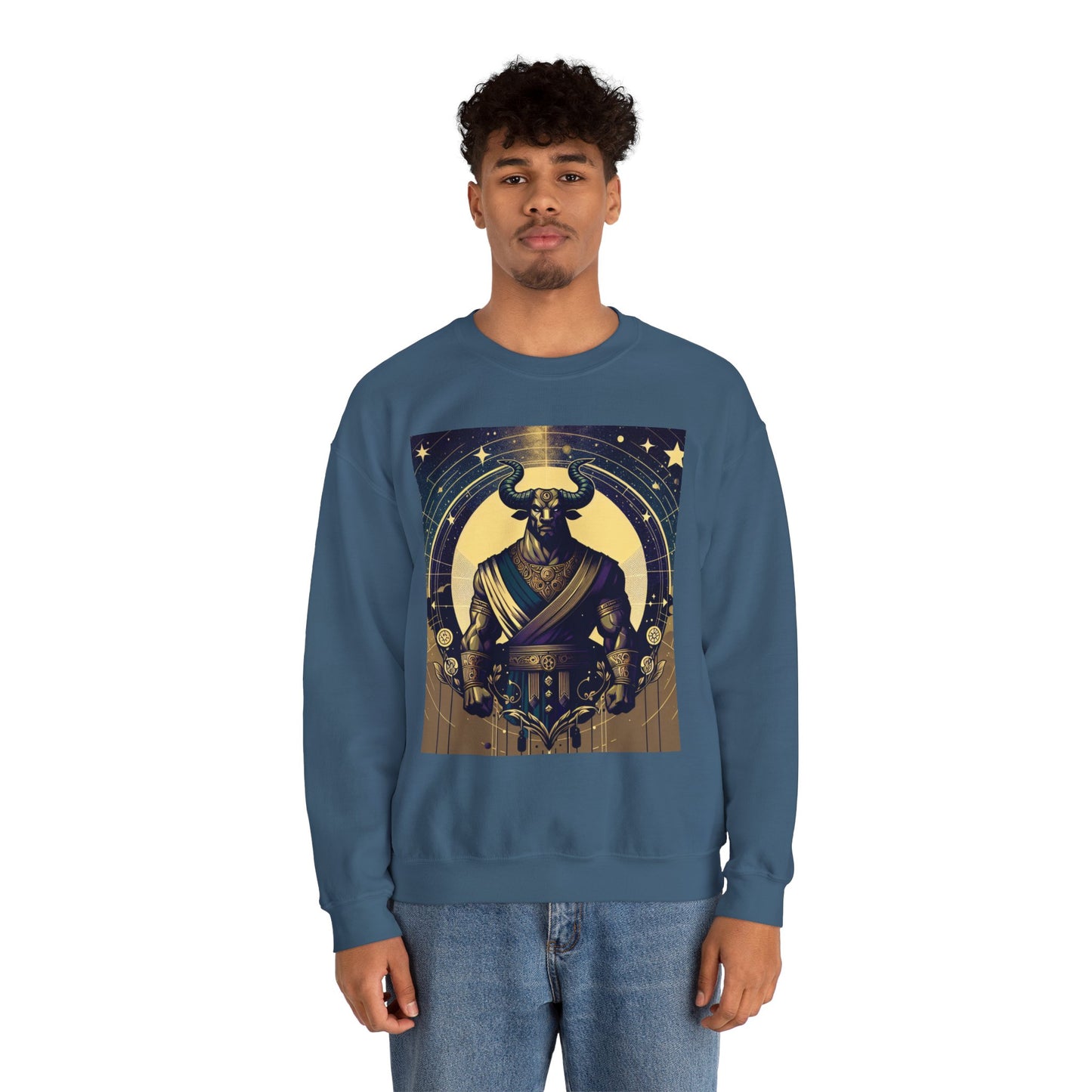 Unisex Heavy Blend™ Crewneck Sweatshirt, Minotaur, Taurus Zodiac Design