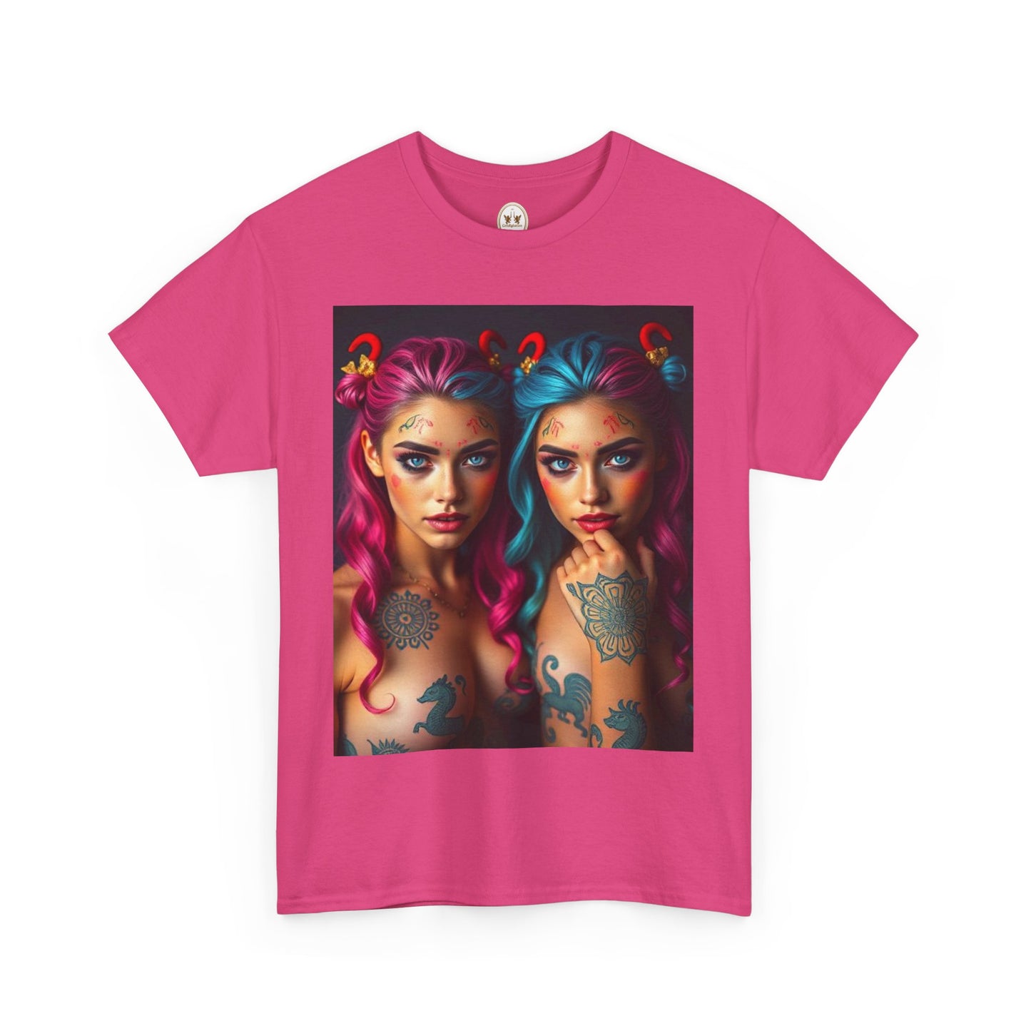 Unisex Heavy Cotton T-Shirt, Gemini, Zodiac v1, Sexy Art