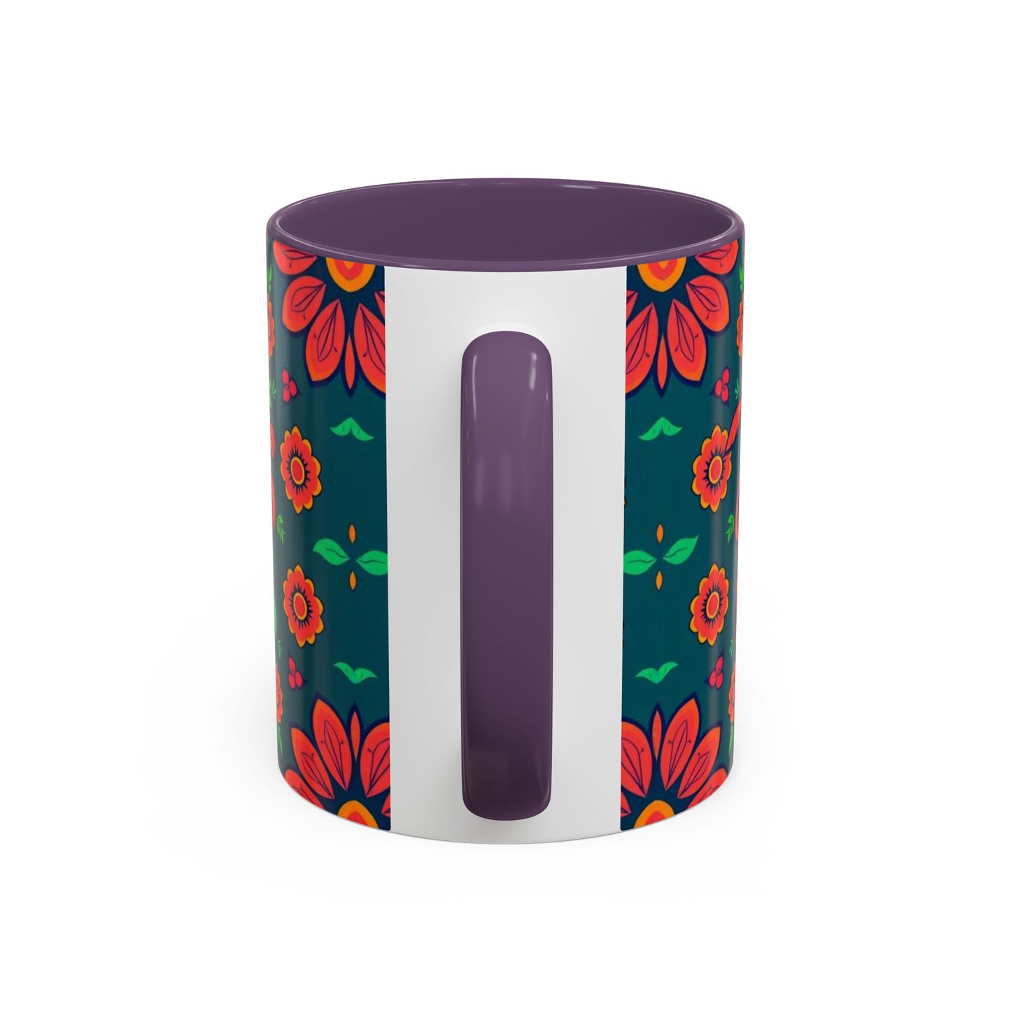 Accent Coffee Mug, Leo, Zodiac v1, Flower Pattern, (11, 15oz)