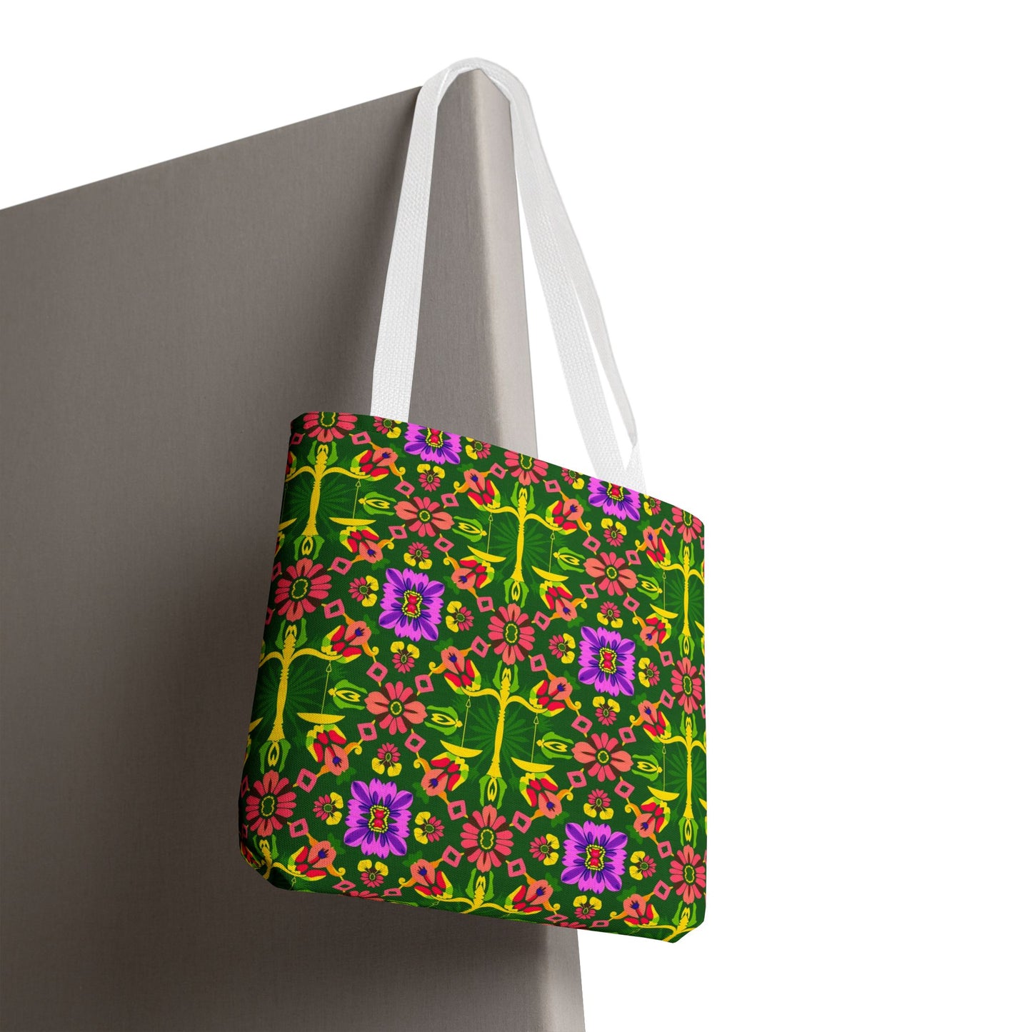Tote Bag (AOP), Libra, Zodiac, Flower Pattern