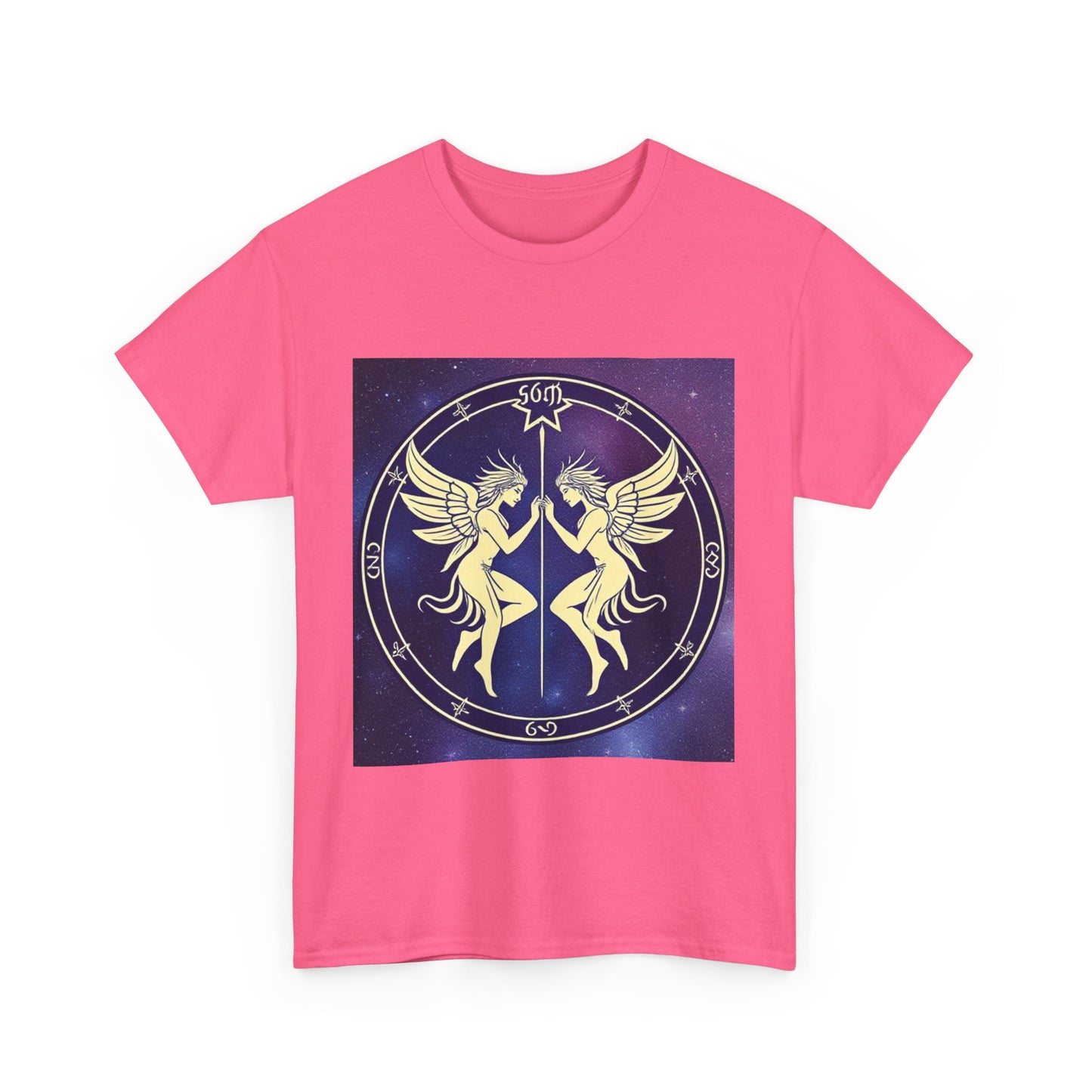 Unisex Heavy Cotton T-Shirt, Space Angel Twins v1, Gemini Zodiac Design