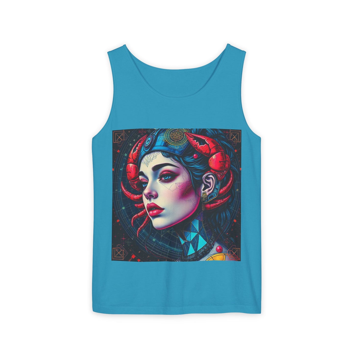 Unisex Garment-Dyed, Tank Top, Cancer, Pop Art v1, 100% US cotton